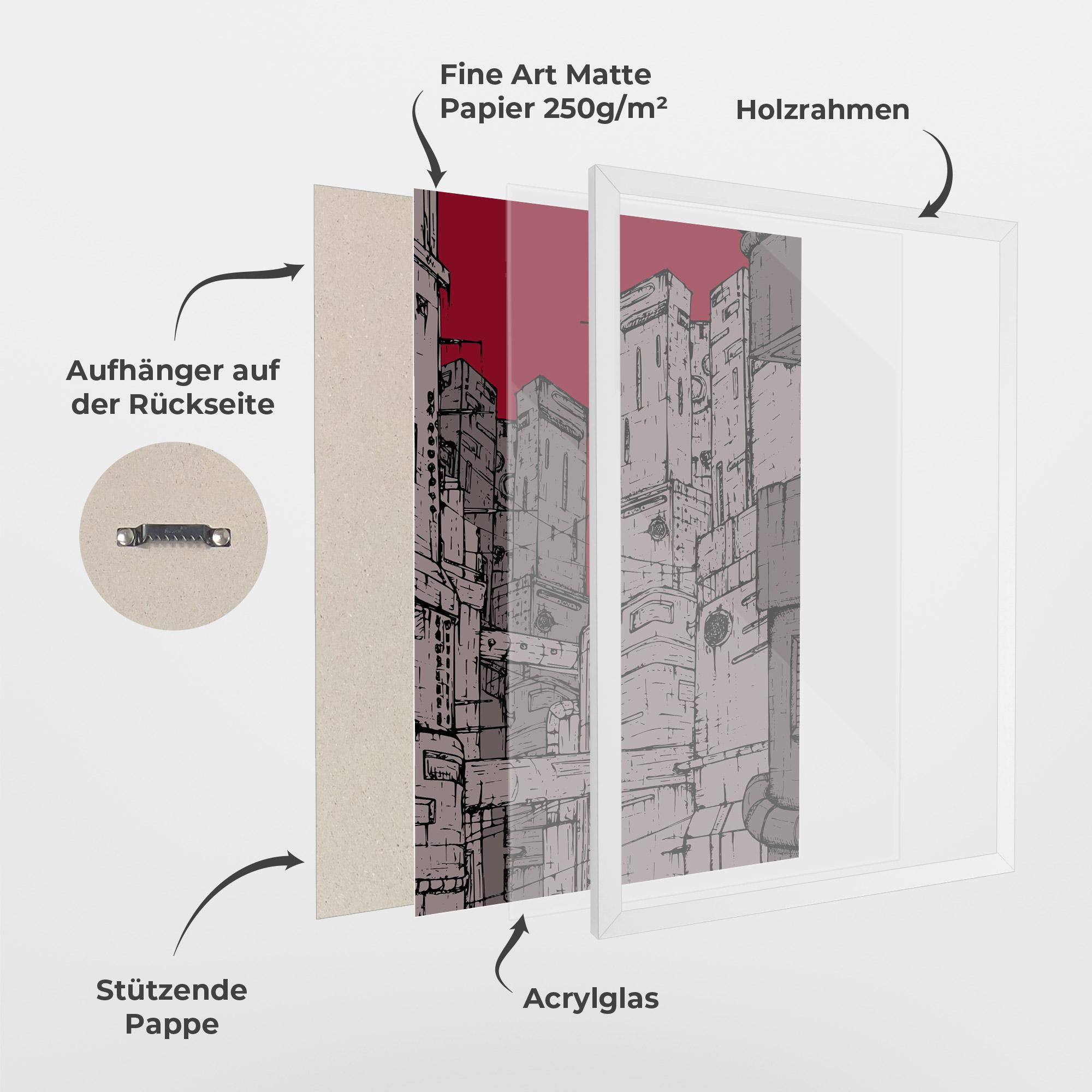 Gerahmte Poster Grey Red City mockup 1