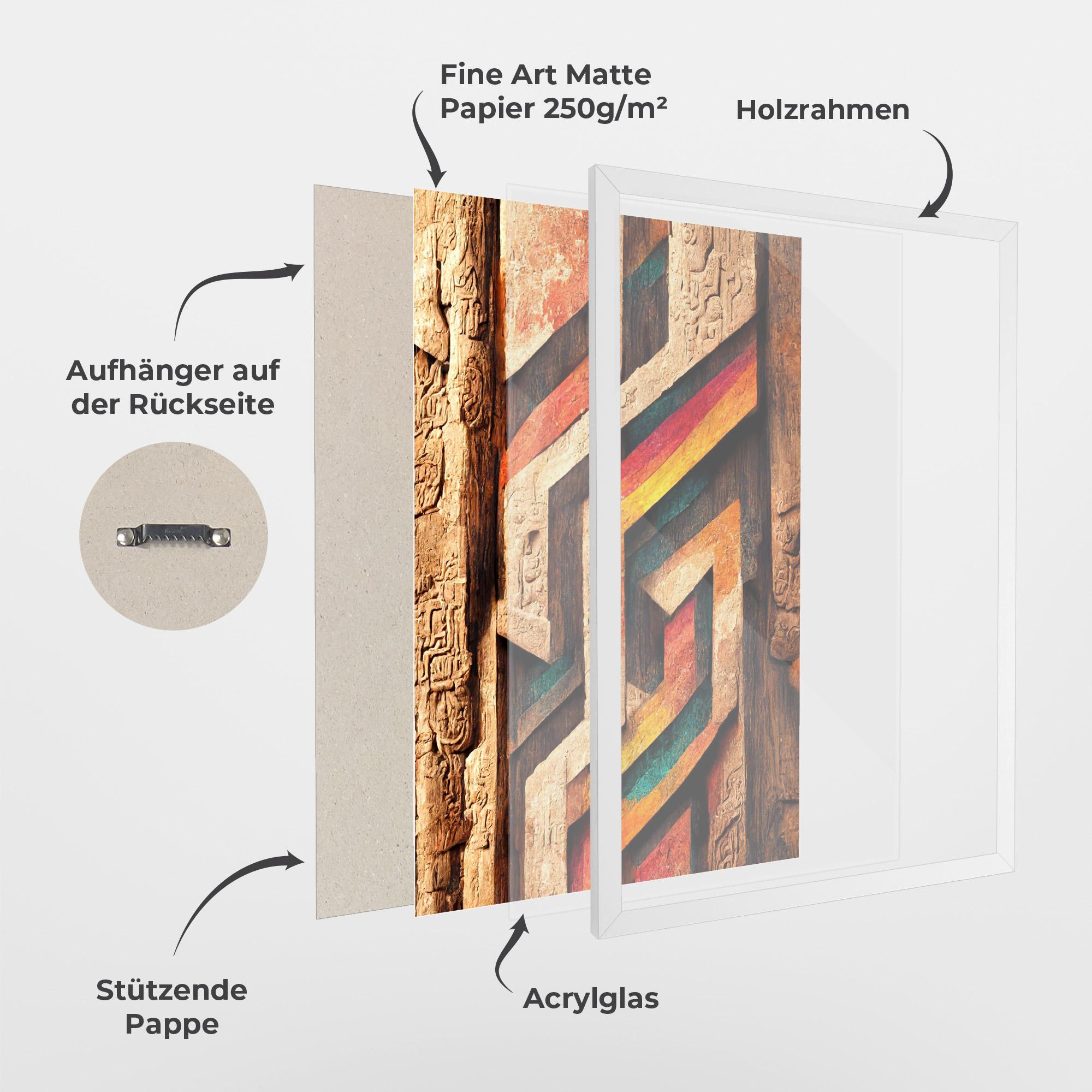 Gerahmte Poster Mayan Style Wood mockup 1