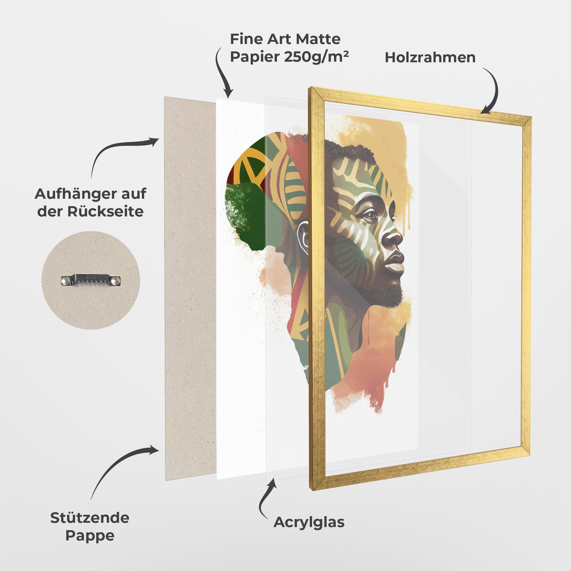 Gerahmte Poster African People Illustration mockup 1