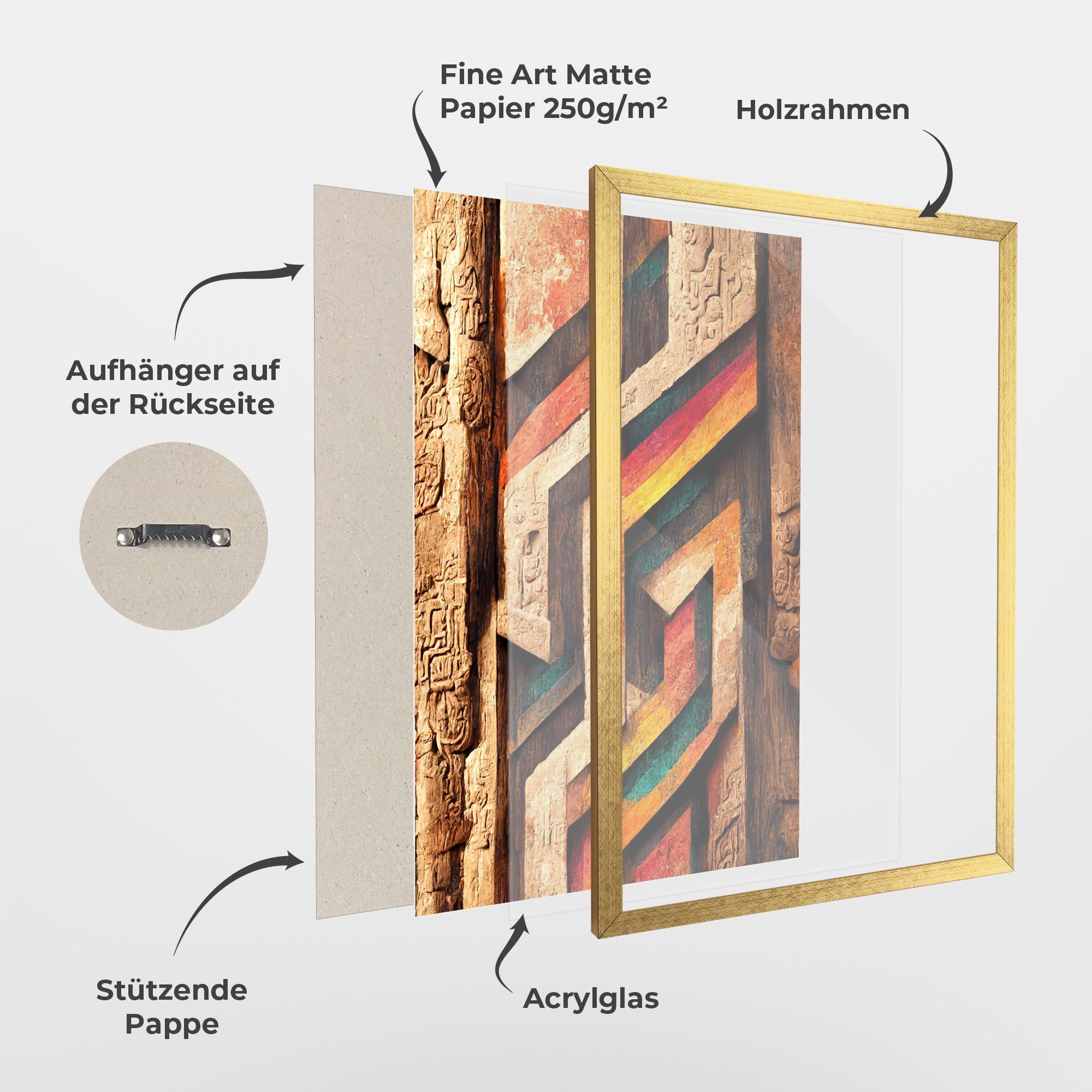 Gerahmte Poster Mayan Style Wood mockup 1