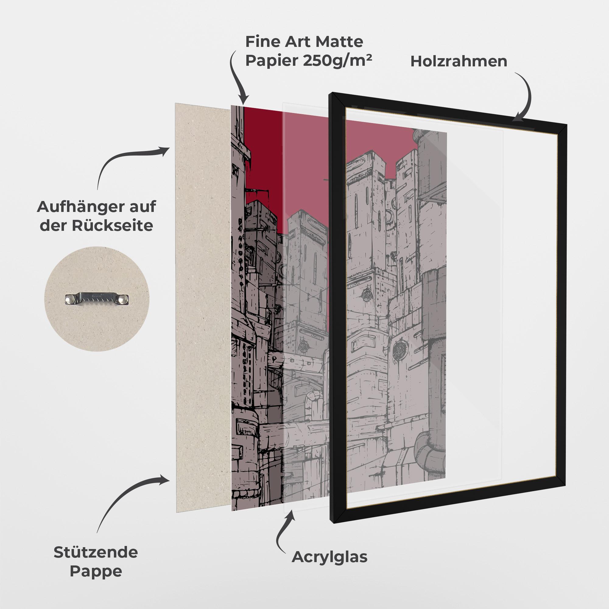 Gerahmte Poster Grey Red City mockup 1