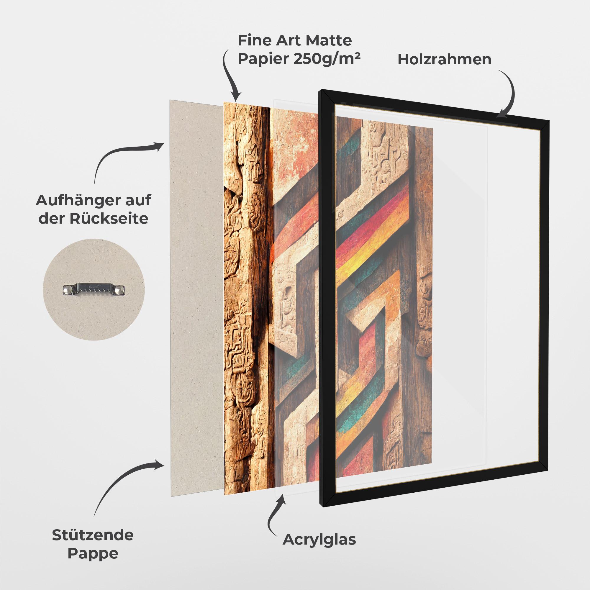 Gerahmte Poster Mayan Style Wood mockup 1