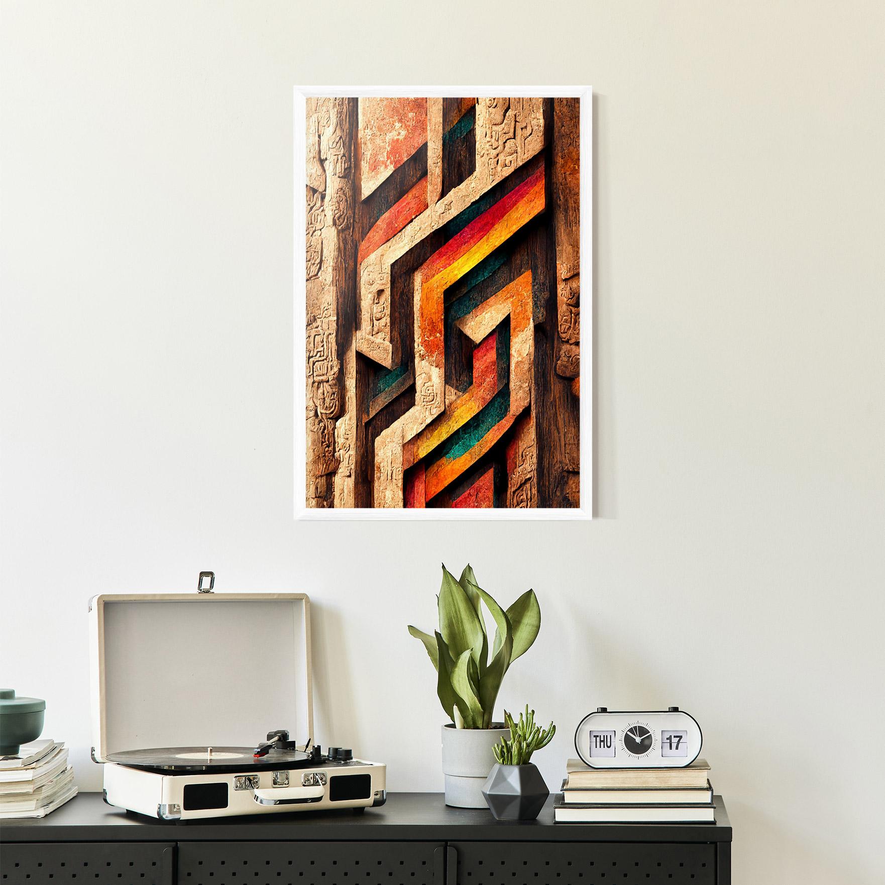 Gerahmte Poster Mayan Style Wood mockup 2