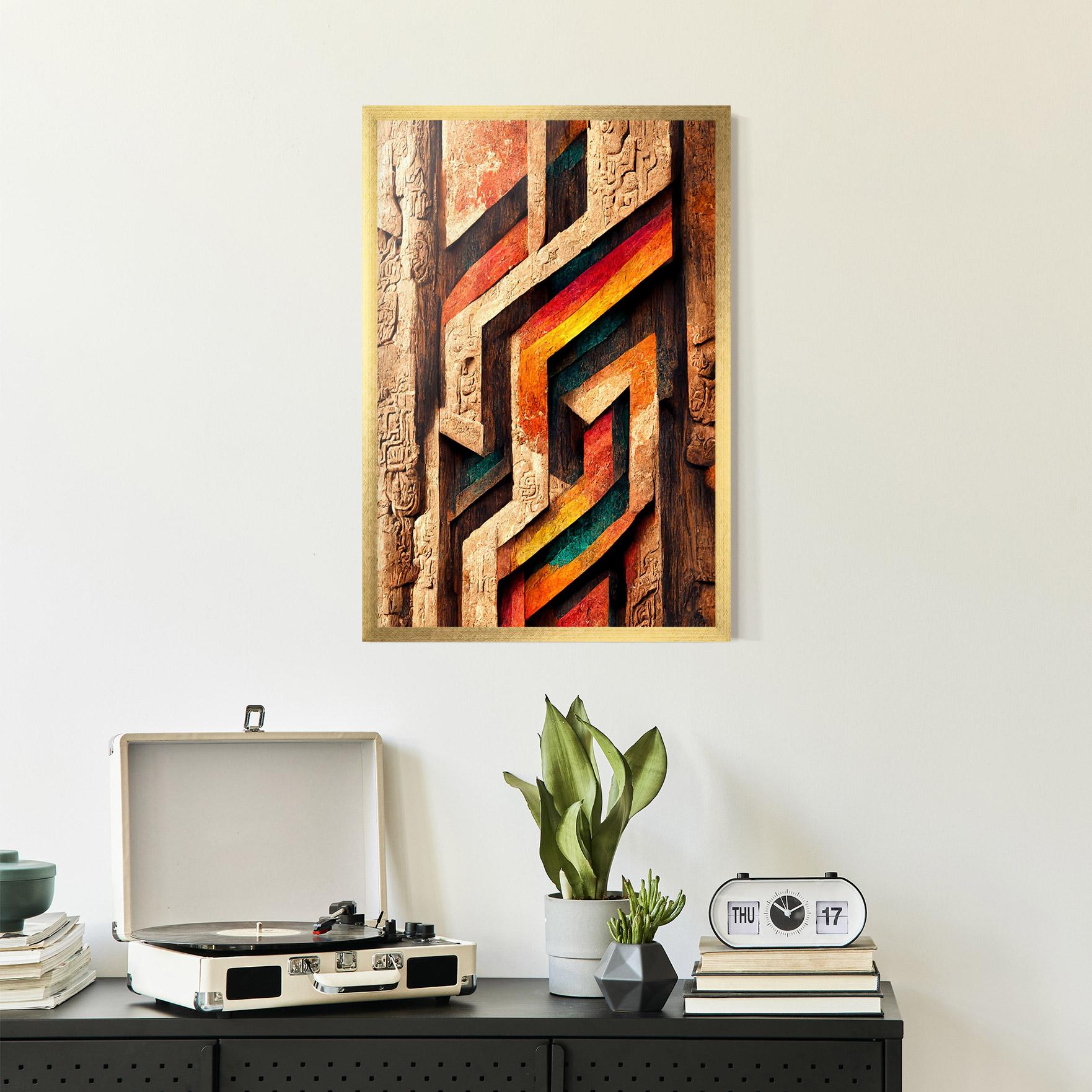 Gerahmte Poster Mayan Style Wood mockup 2