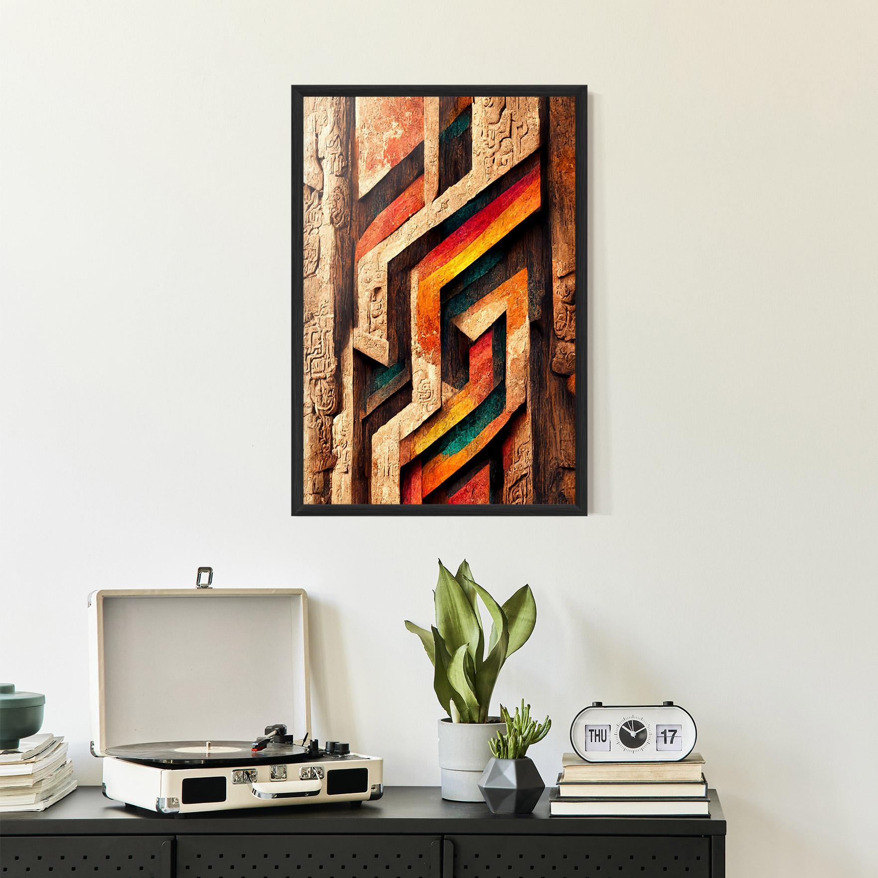 Gerahmte Poster Mayan Style Wood mockup 2