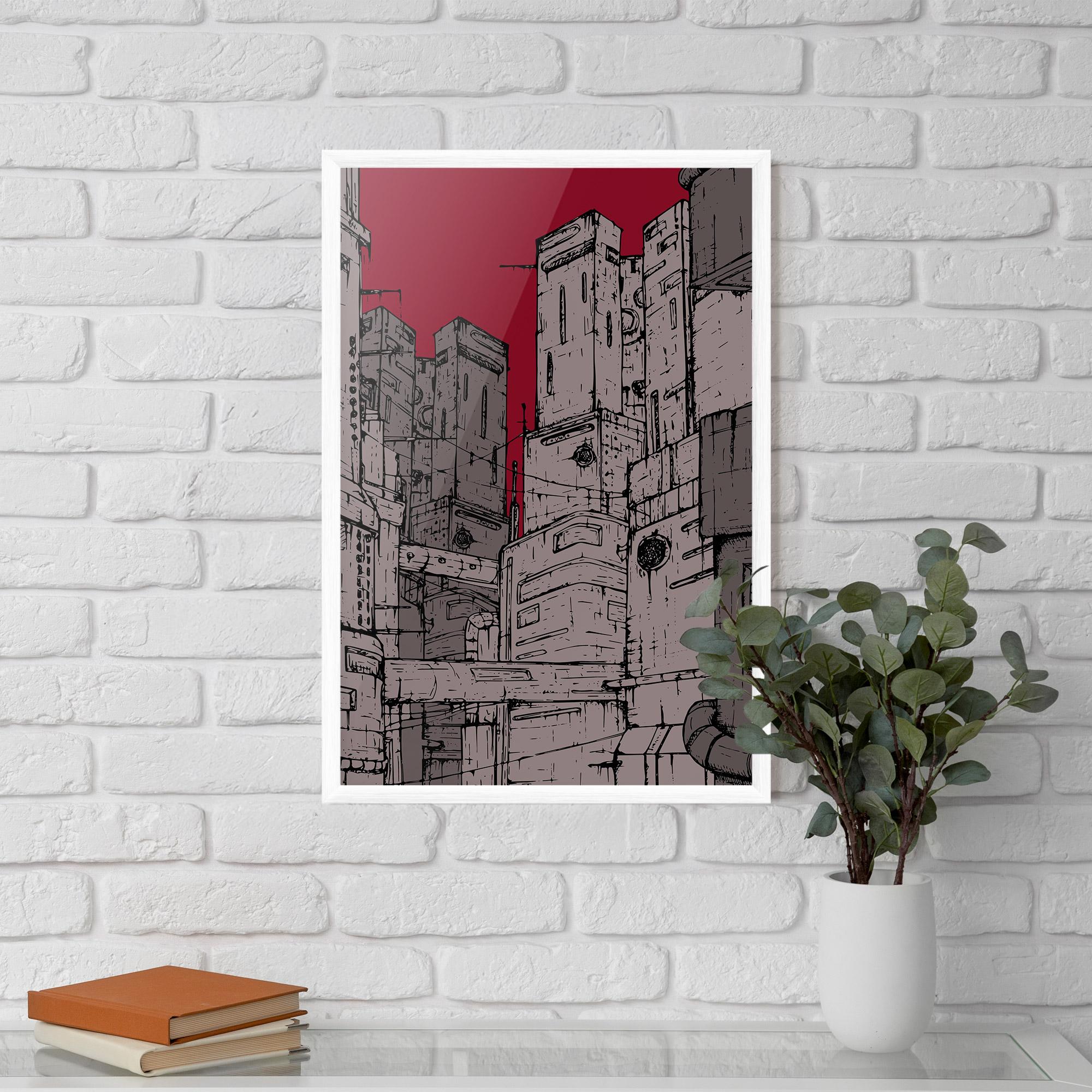Gerahmte Poster Grey Red City mockup 5