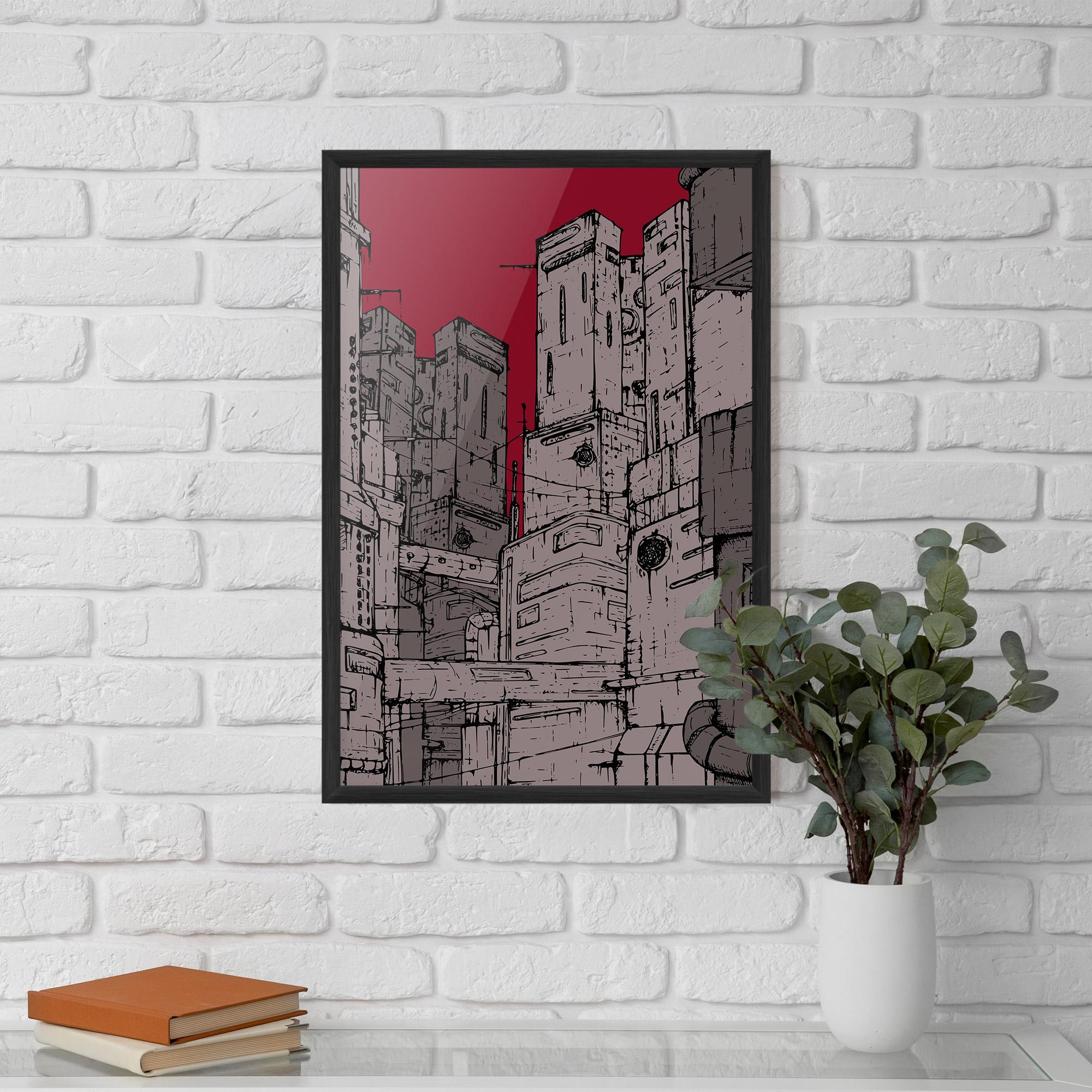 Gerahmte Poster Grey Red City mockup 5