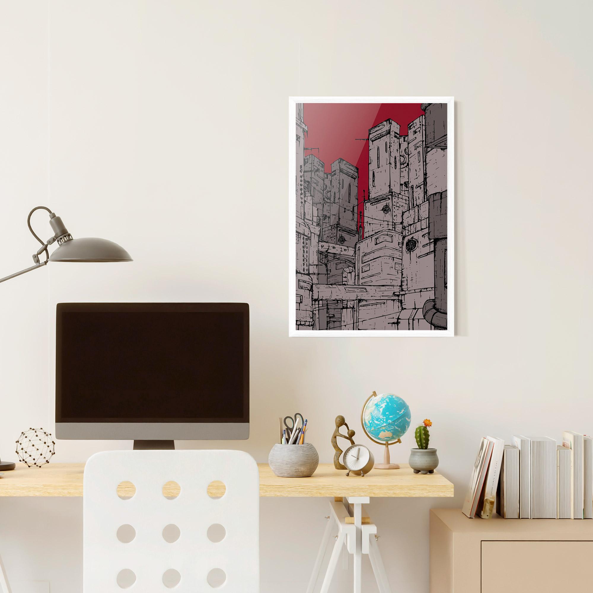 Gerahmte Poster Grey Red City mockup 6