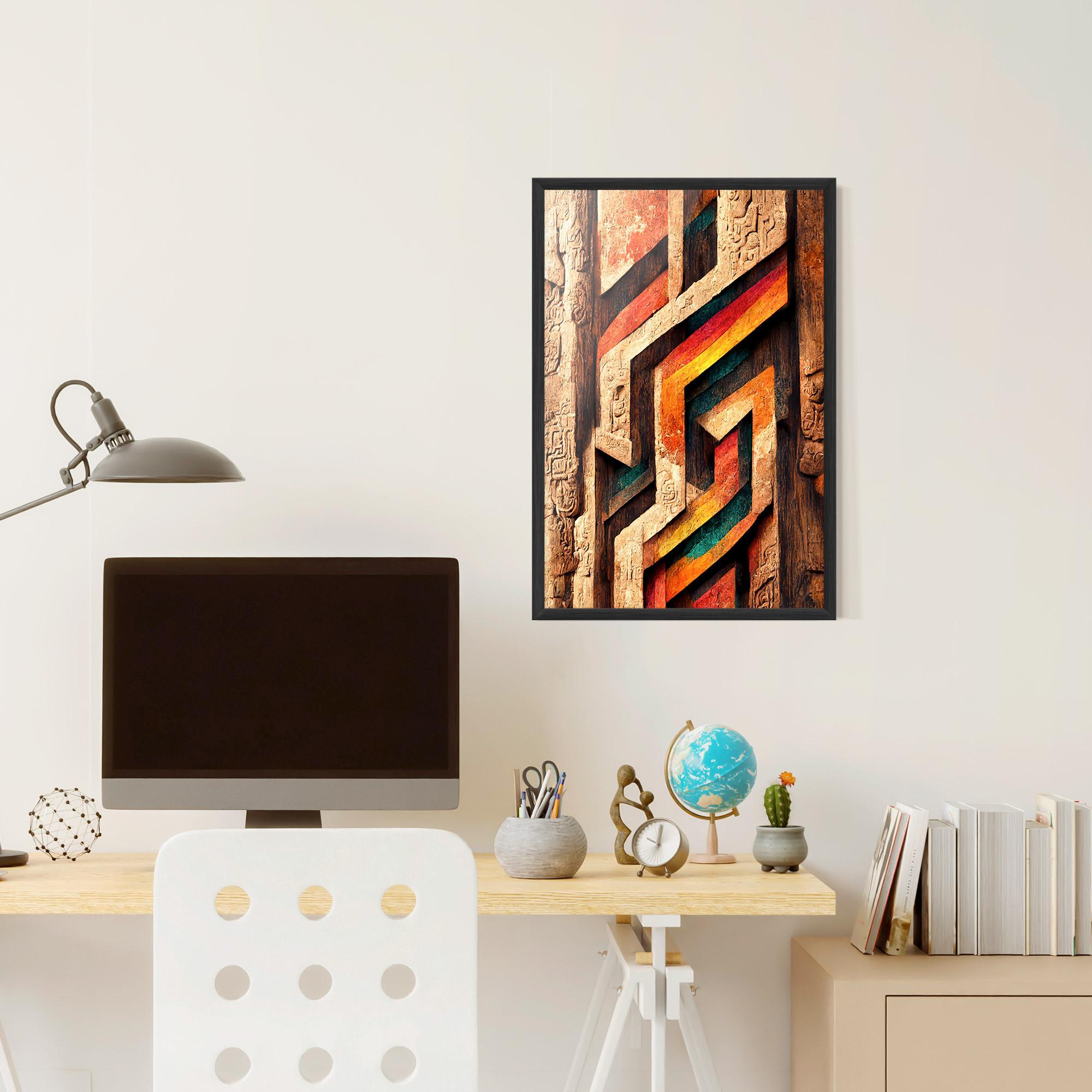 Gerahmte Poster Mayan Style Wood mockup 6