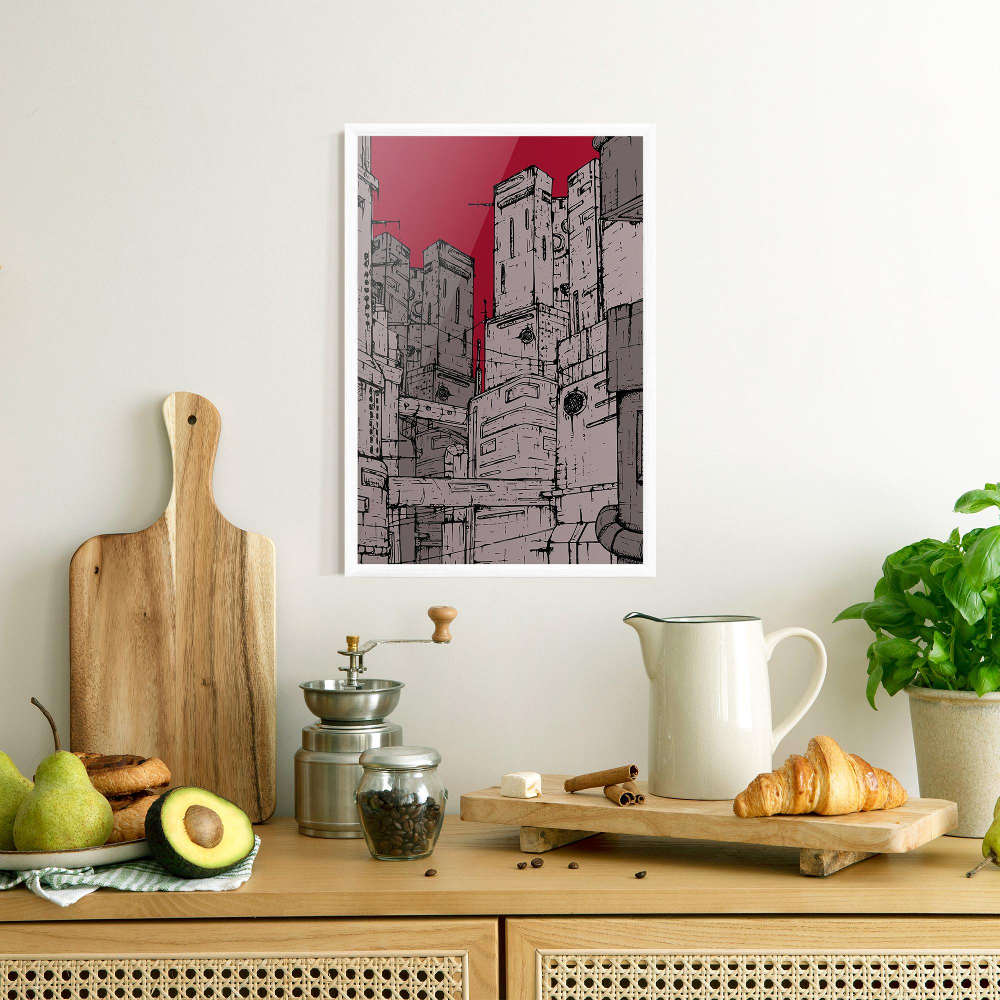 Gerahmte Poster Grey Red City mockup 8