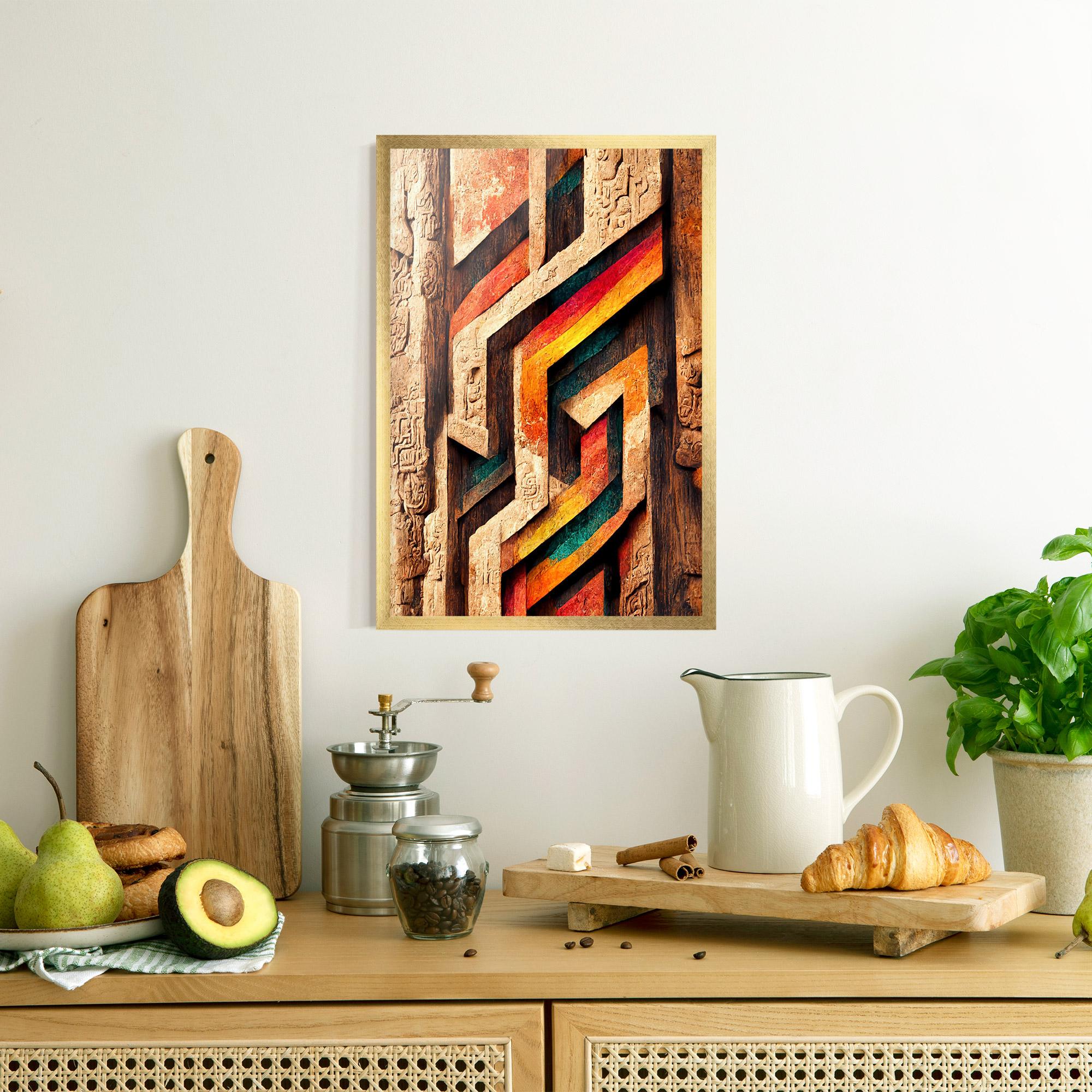 Gerahmte Poster Mayan Style Wood mockup 8