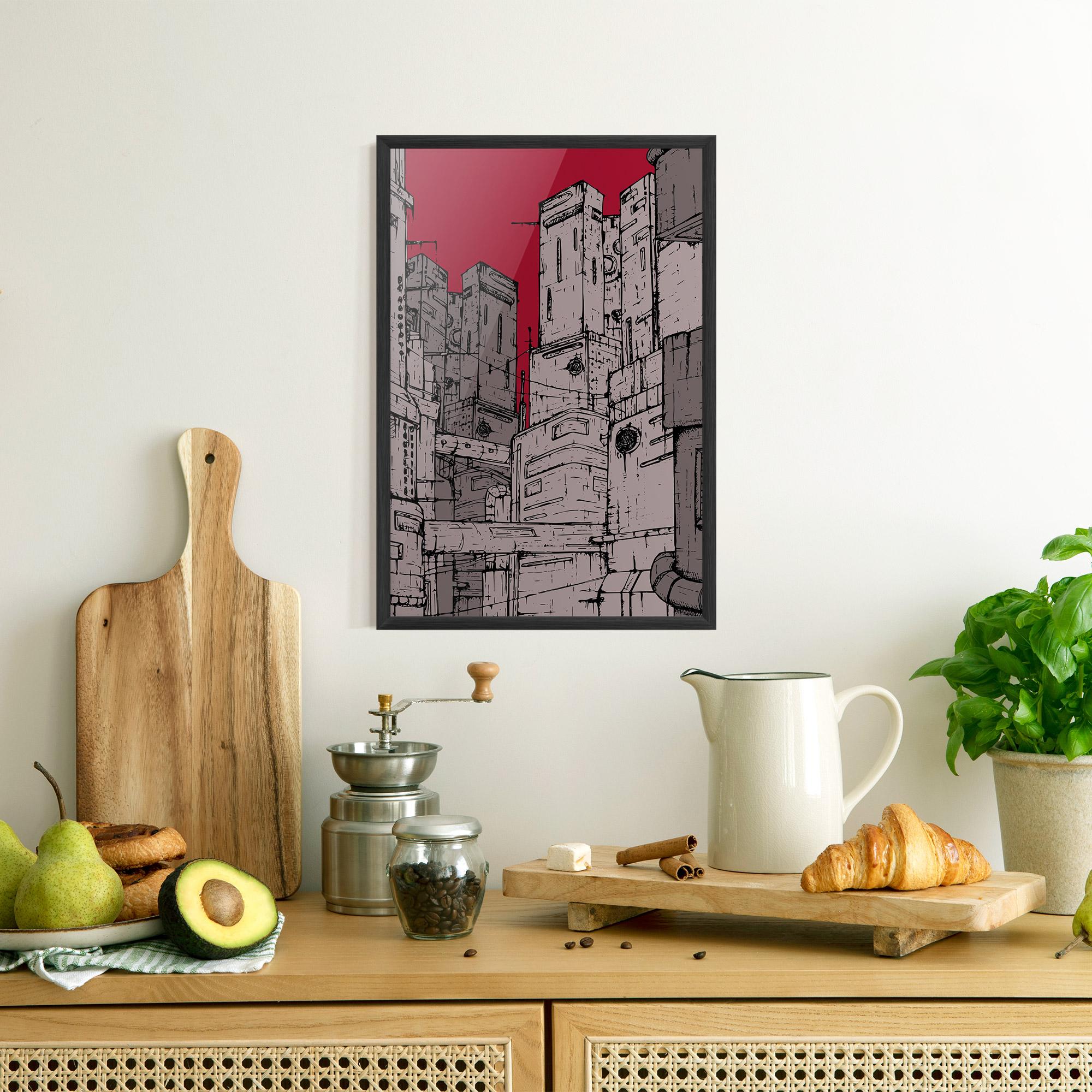 Gerahmte Poster Grey Red City mockup 8