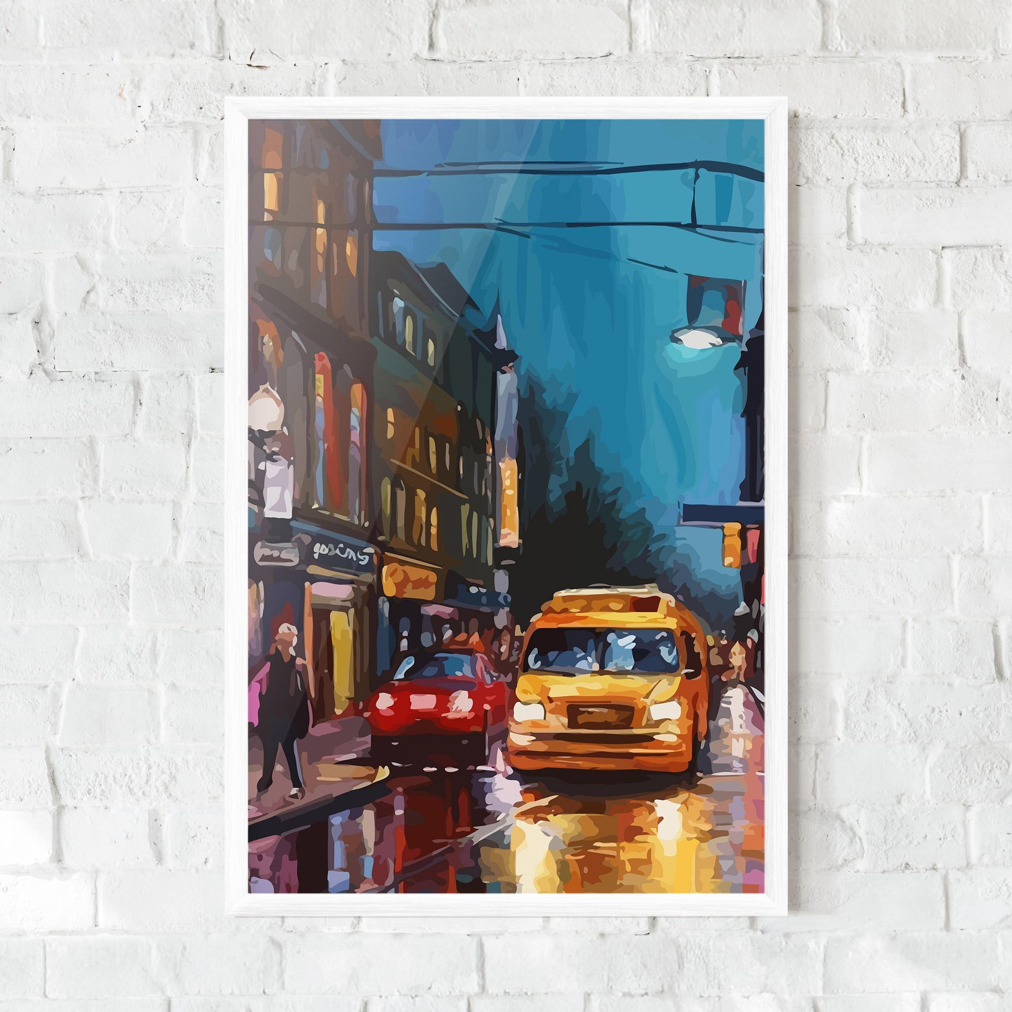 Gerahmte Poster Yellow Car City mockup 0