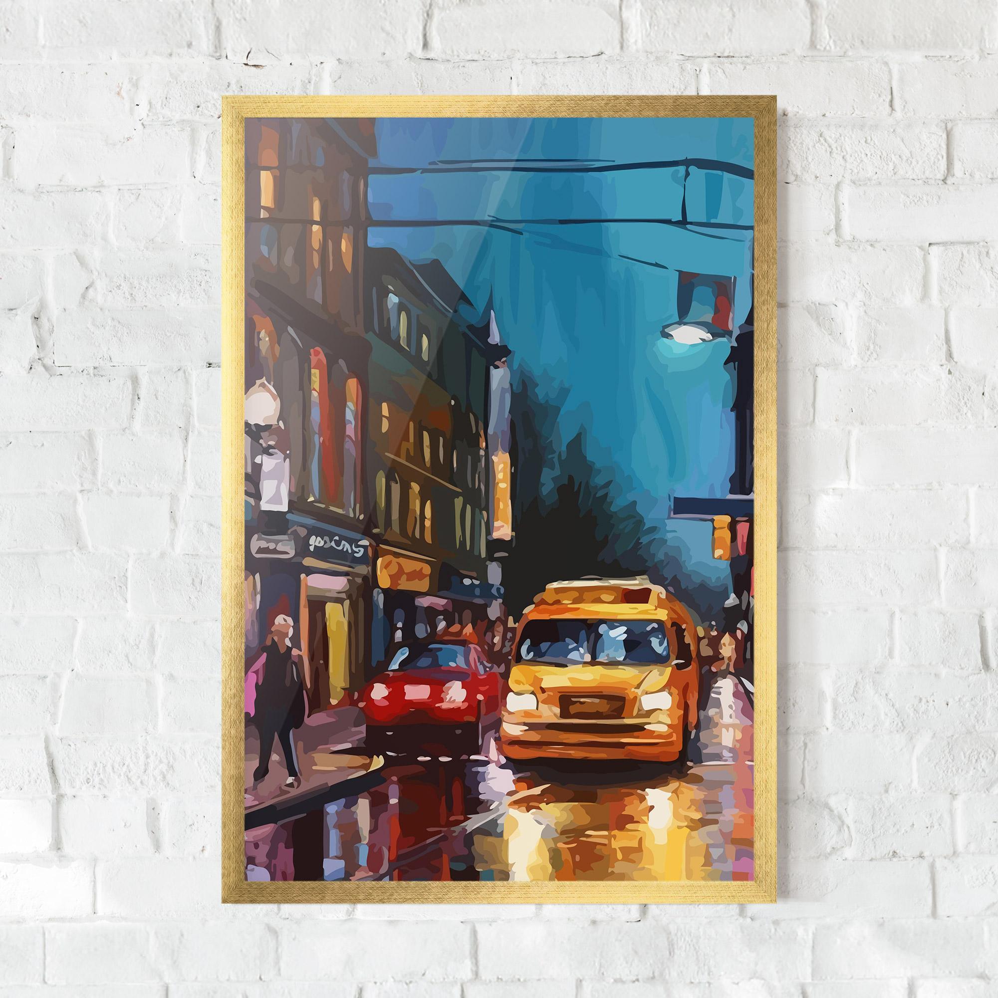 Gerahmte Poster Yellow Car City mockup 0