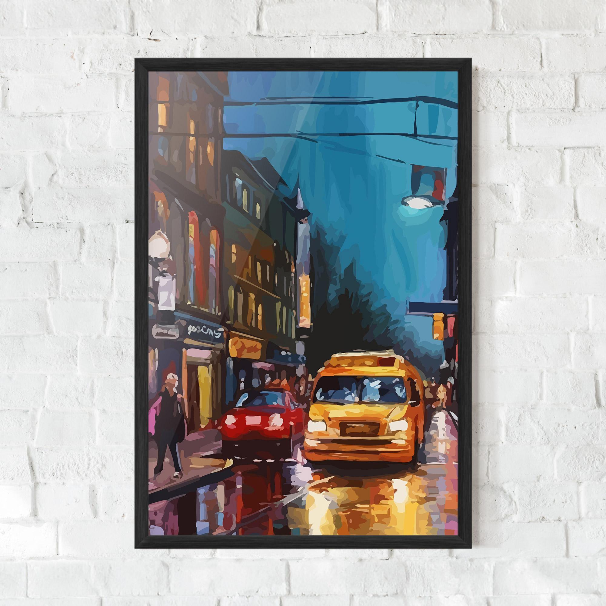 Gerahmte Poster Yellow Car City mockup 0