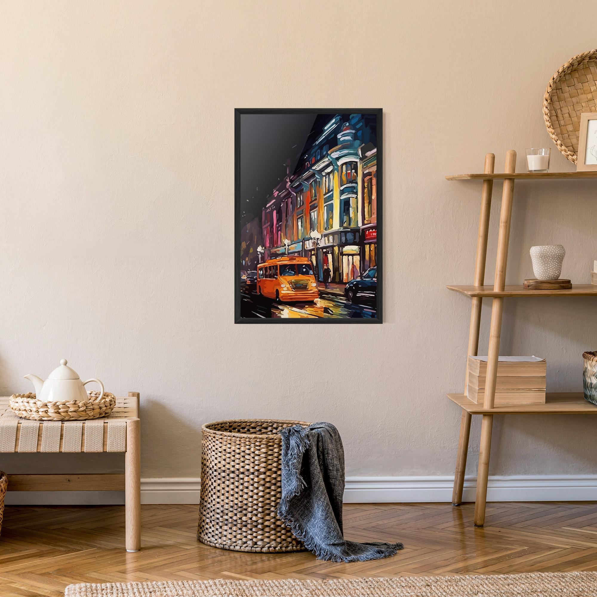 Gerahmte Poster Yellow Car City Art mockup 9