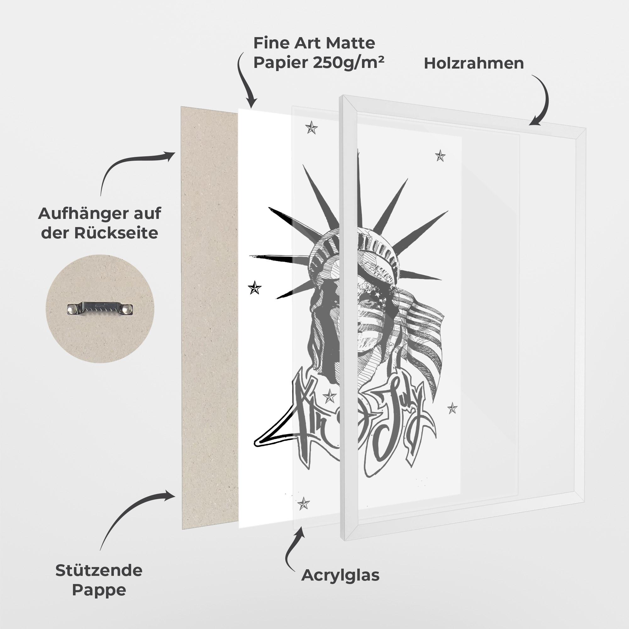 Gerahmte Poster Head Of Liberty Statue mockup 1