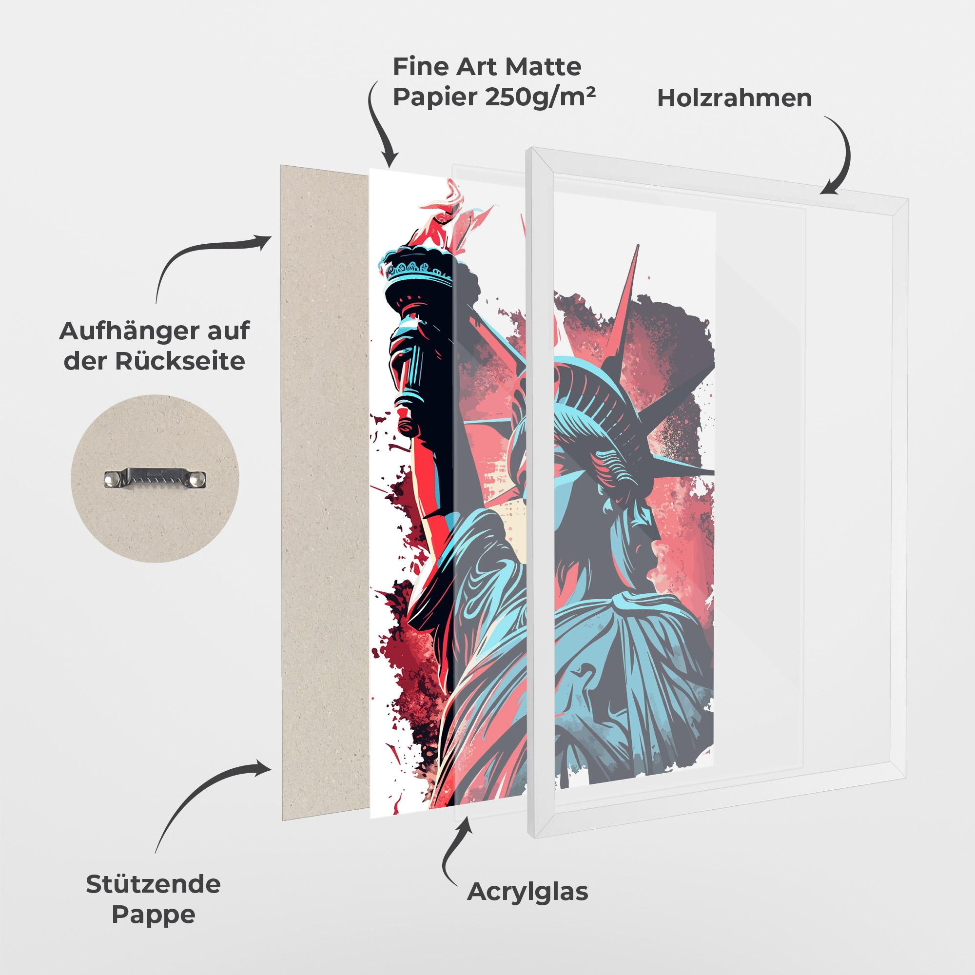 Gerahmte Poster Liberty Statue Art mockup 1