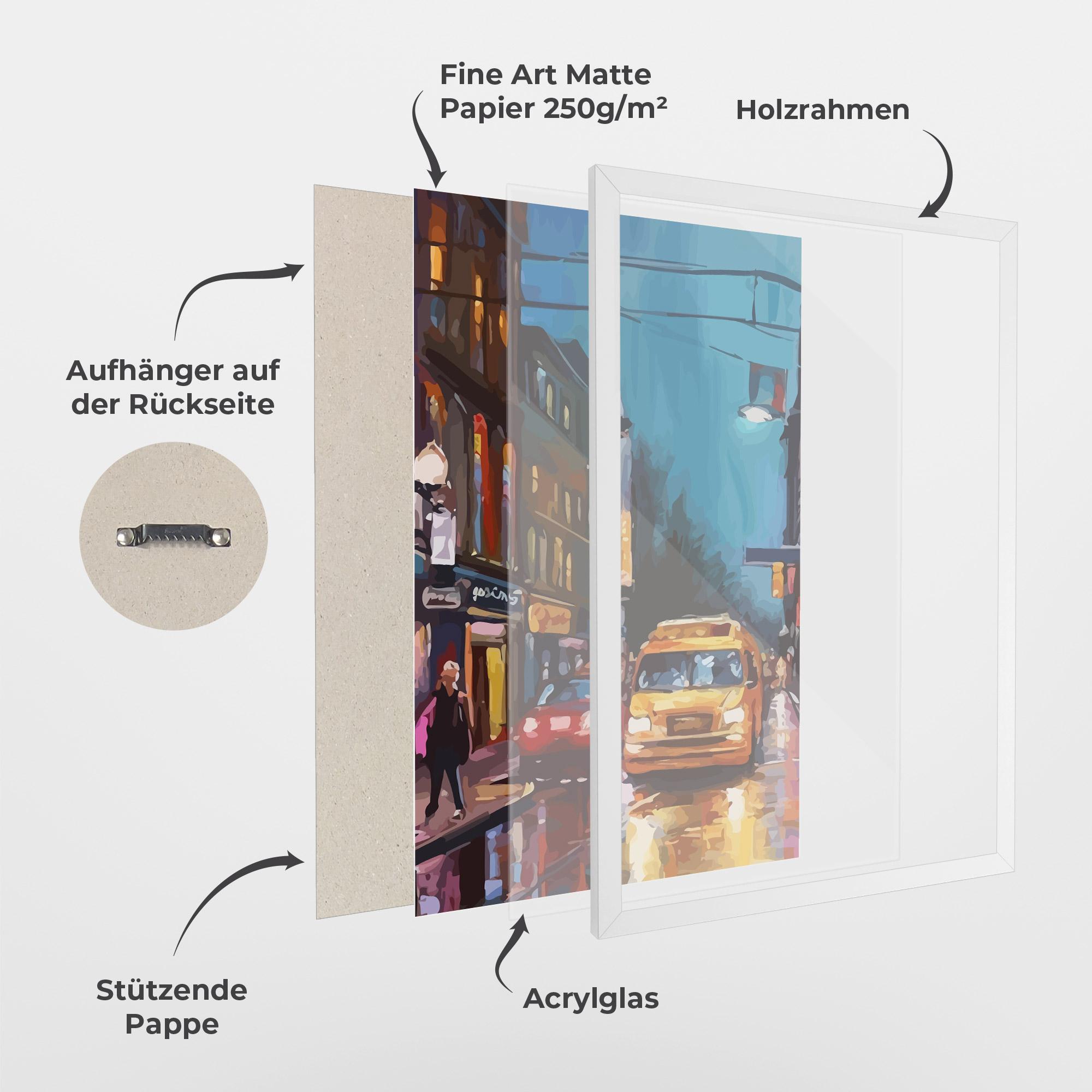 Gerahmte Poster Yellow Car City mockup 1