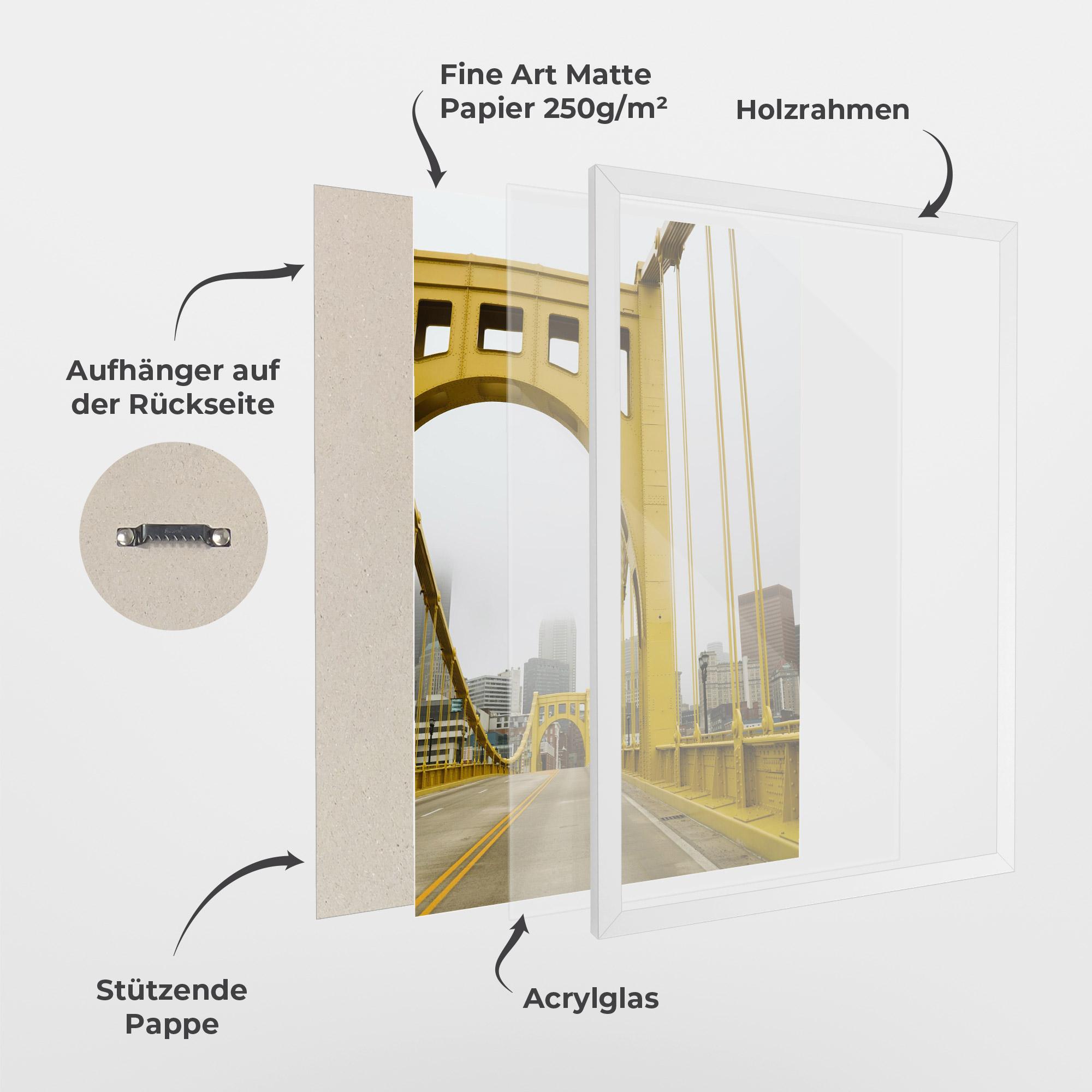 Gerahmte Poster Yellow Foggy Bridge mockup 1