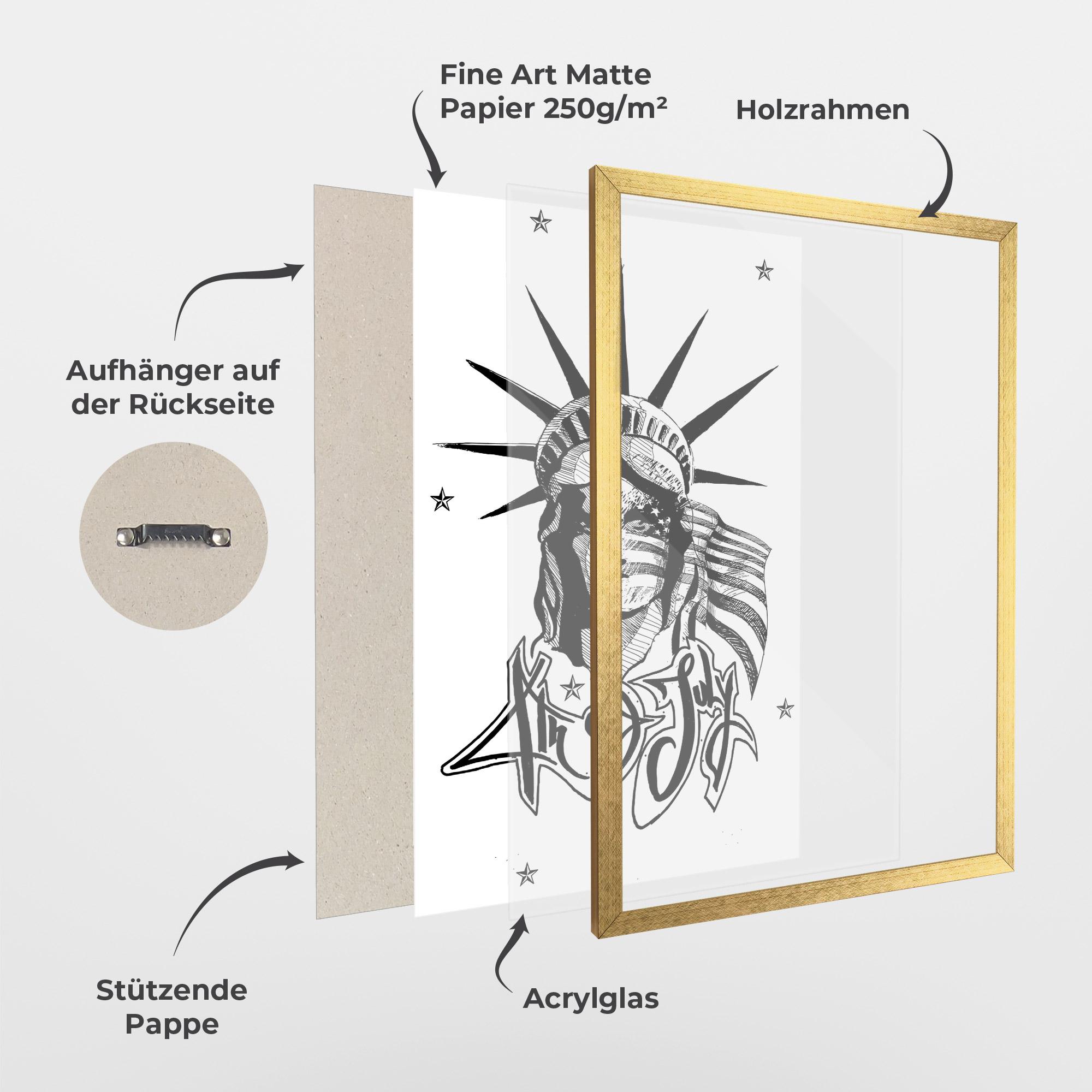 Gerahmte Poster Head Of Liberty Statue mockup 1
