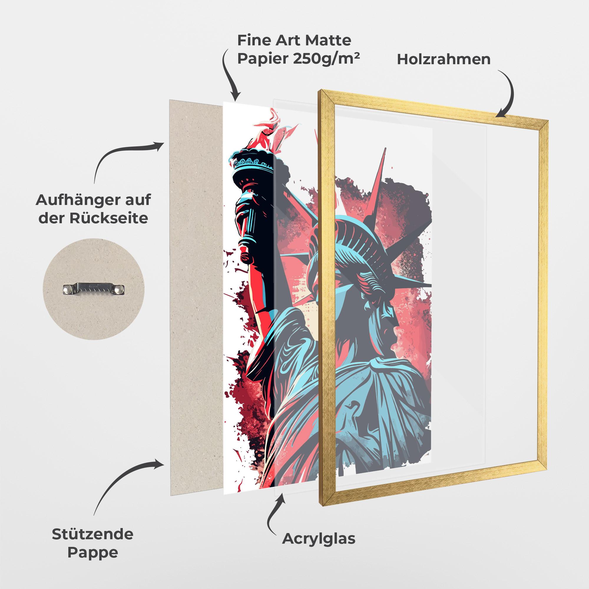Gerahmte Poster Liberty Statue Art mockup 1