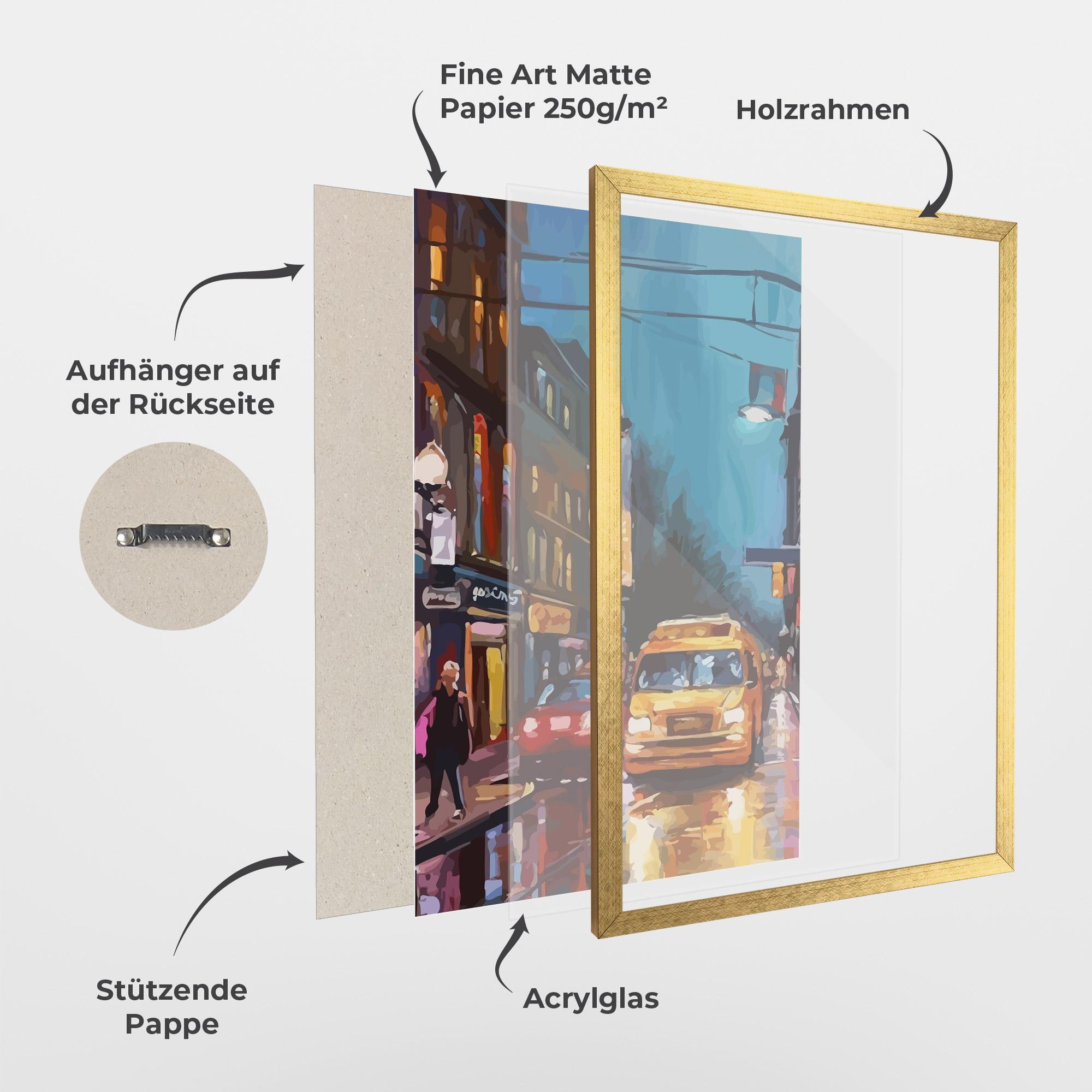 Gerahmte Poster Yellow Car City mockup 1