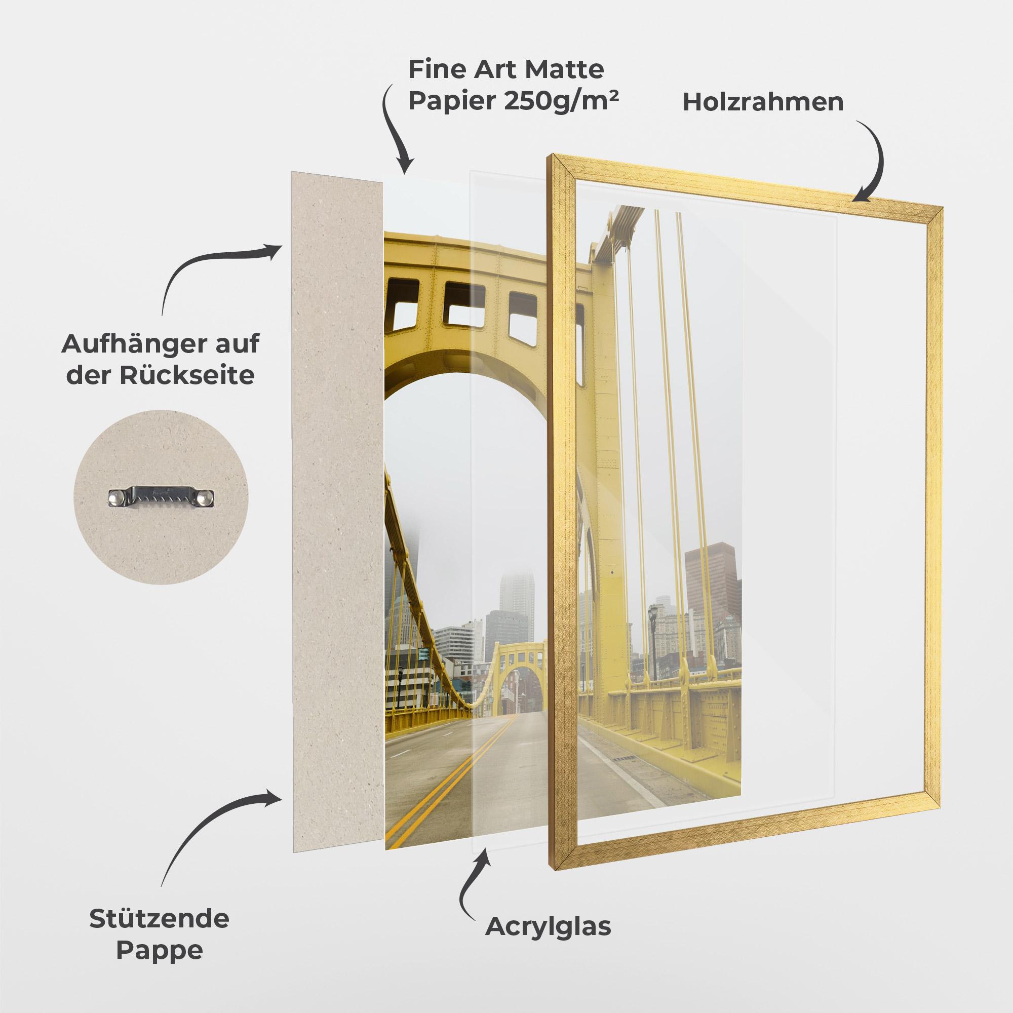 Gerahmte Poster Yellow Foggy Bridge mockup 1