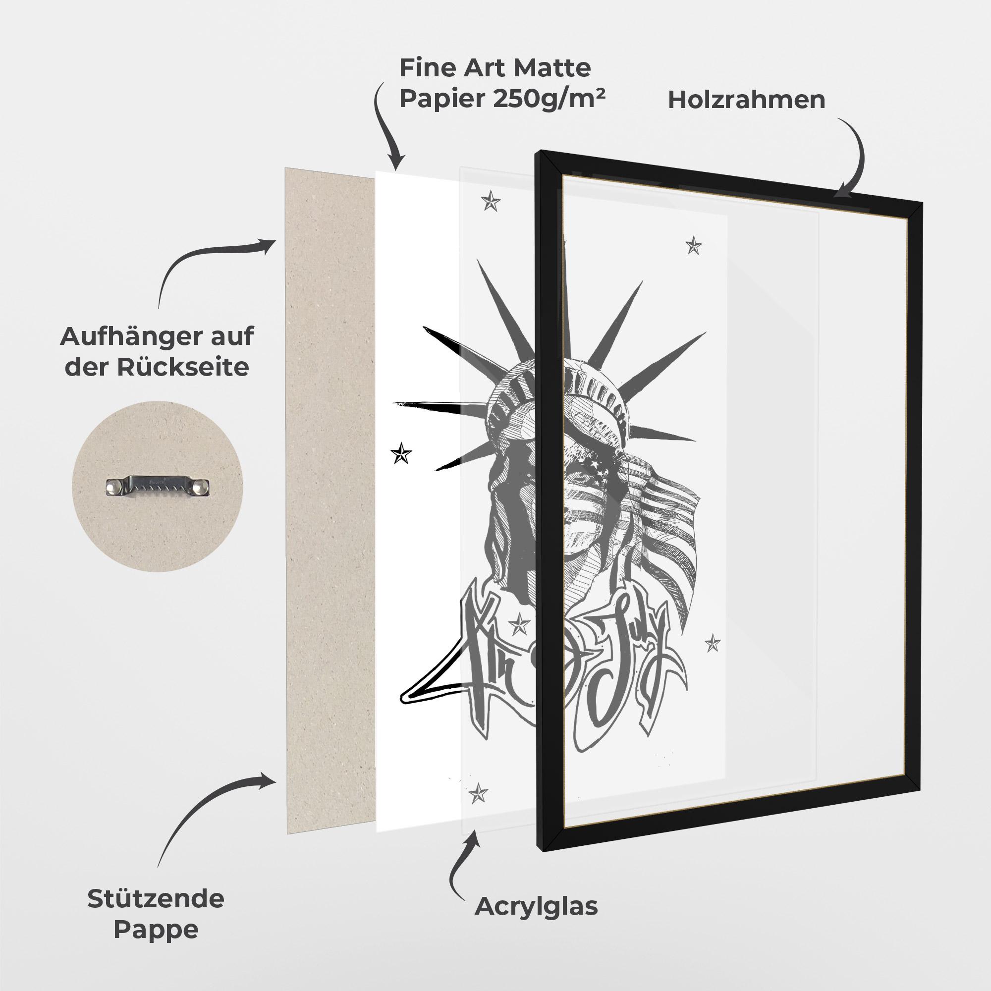 Gerahmte Poster Head Of Liberty Statue mockup 1