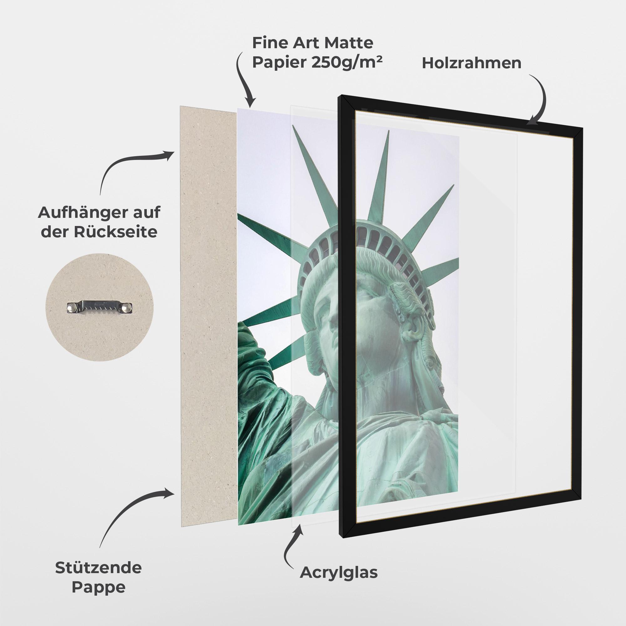 Gerahmte Poster Statue Of Liberty Head mockup 1