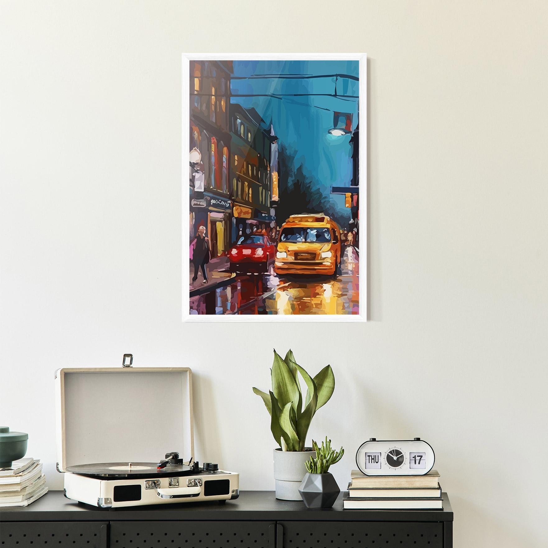 Gerahmte Poster Yellow Car City mockup 2
