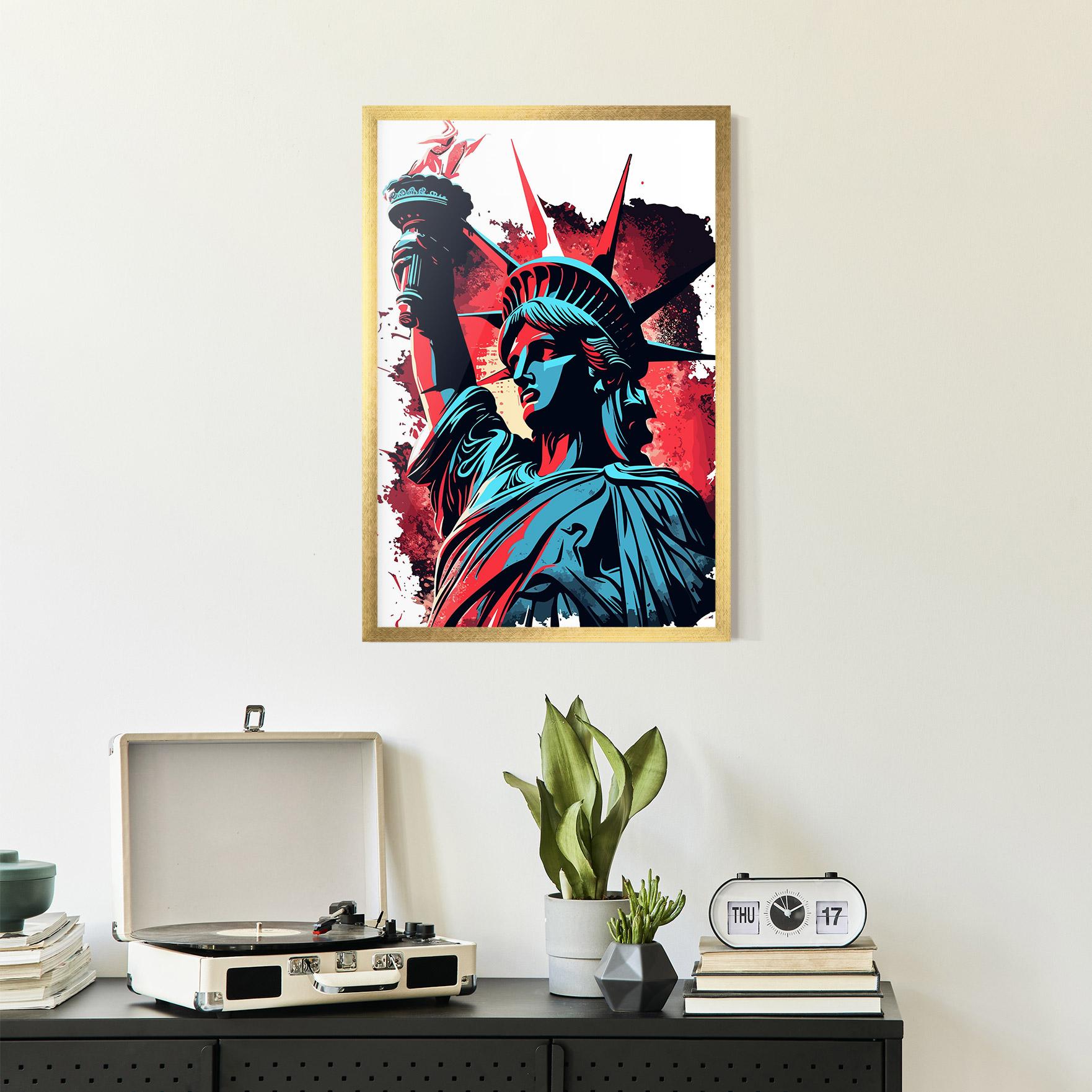 Gerahmte Poster Liberty Statue Art mockup 2