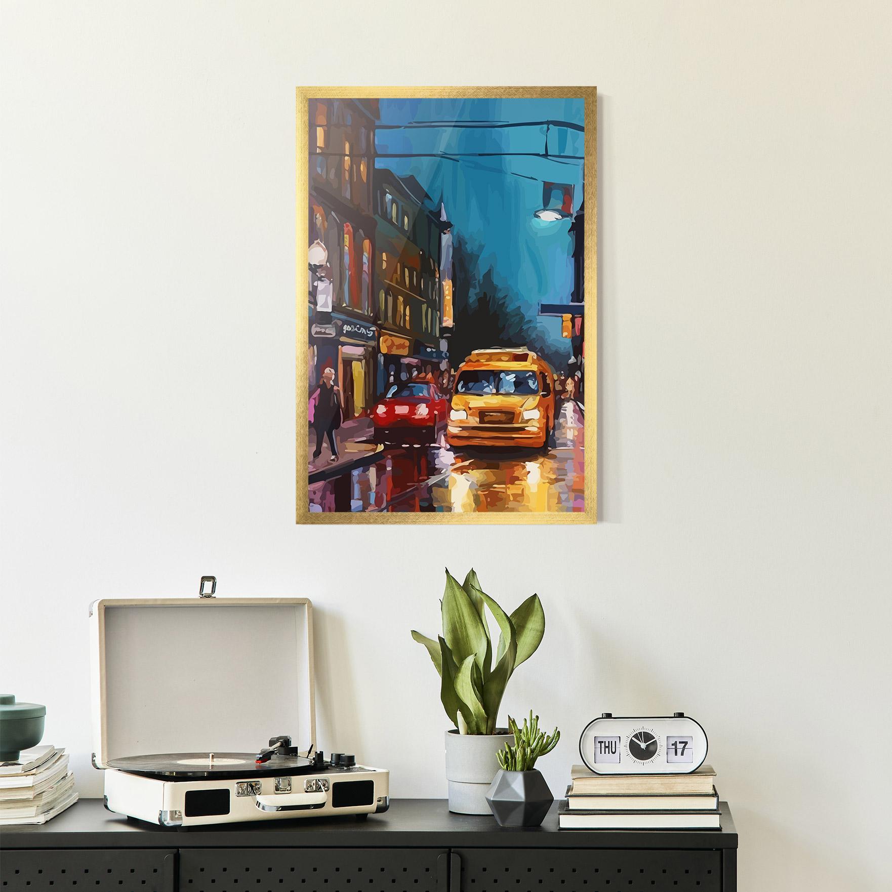 Gerahmte Poster Yellow Car City mockup 2