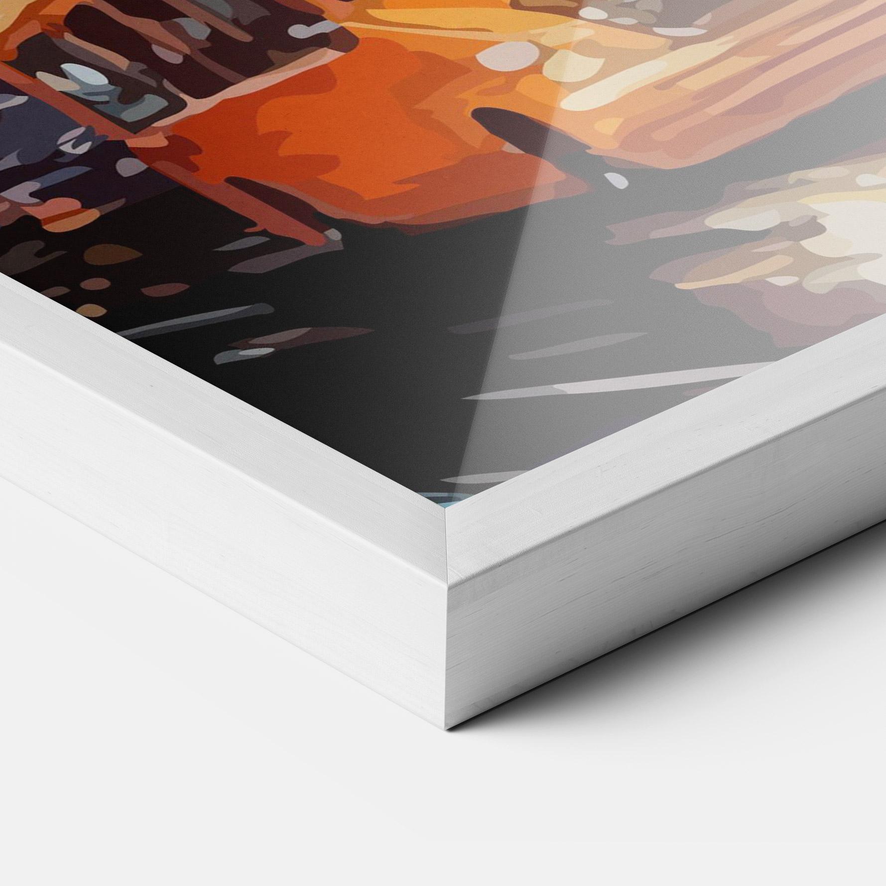 Gerahmte Poster Yellow Car City Art mockup 3