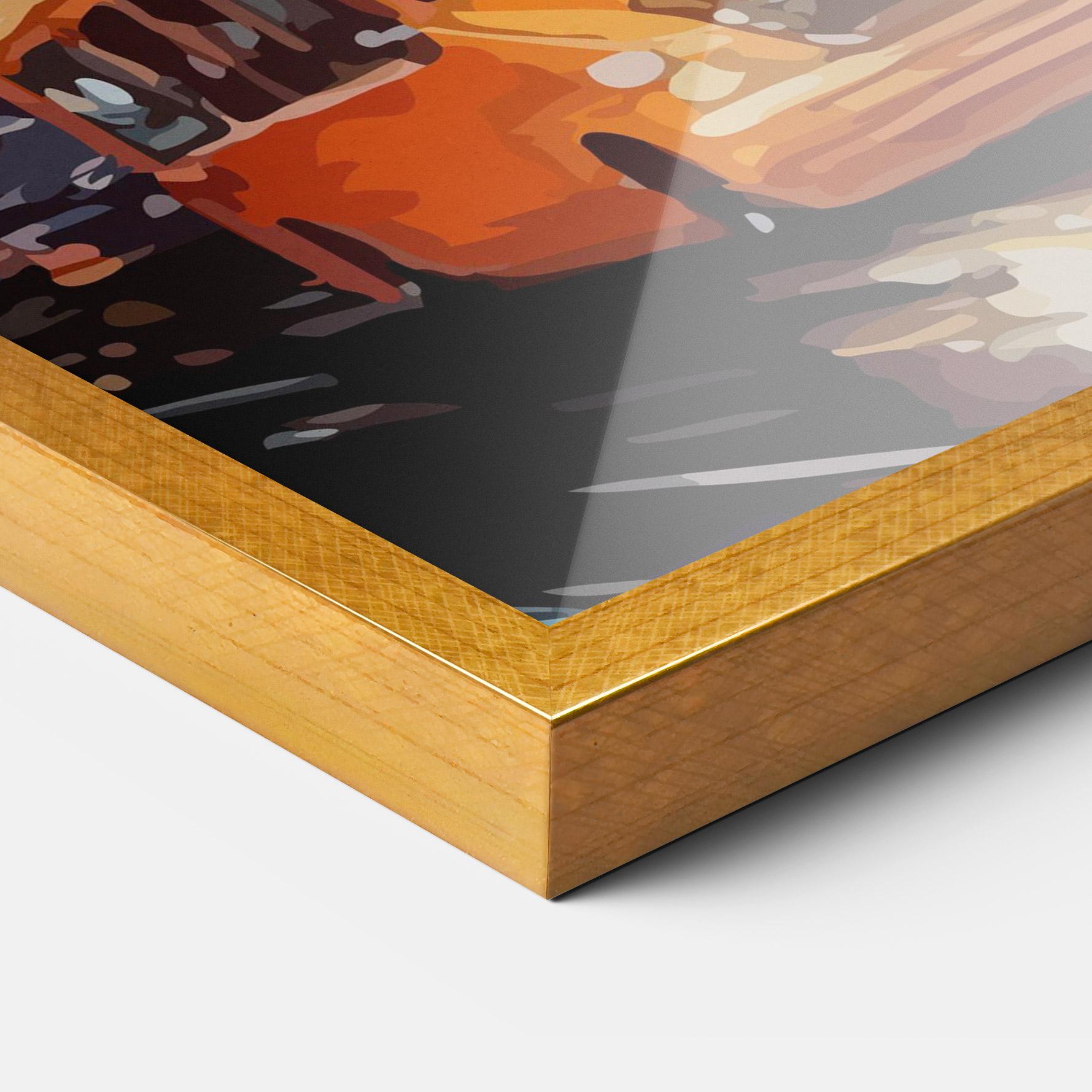 Gerahmte Poster Yellow Car City Art mockup 3