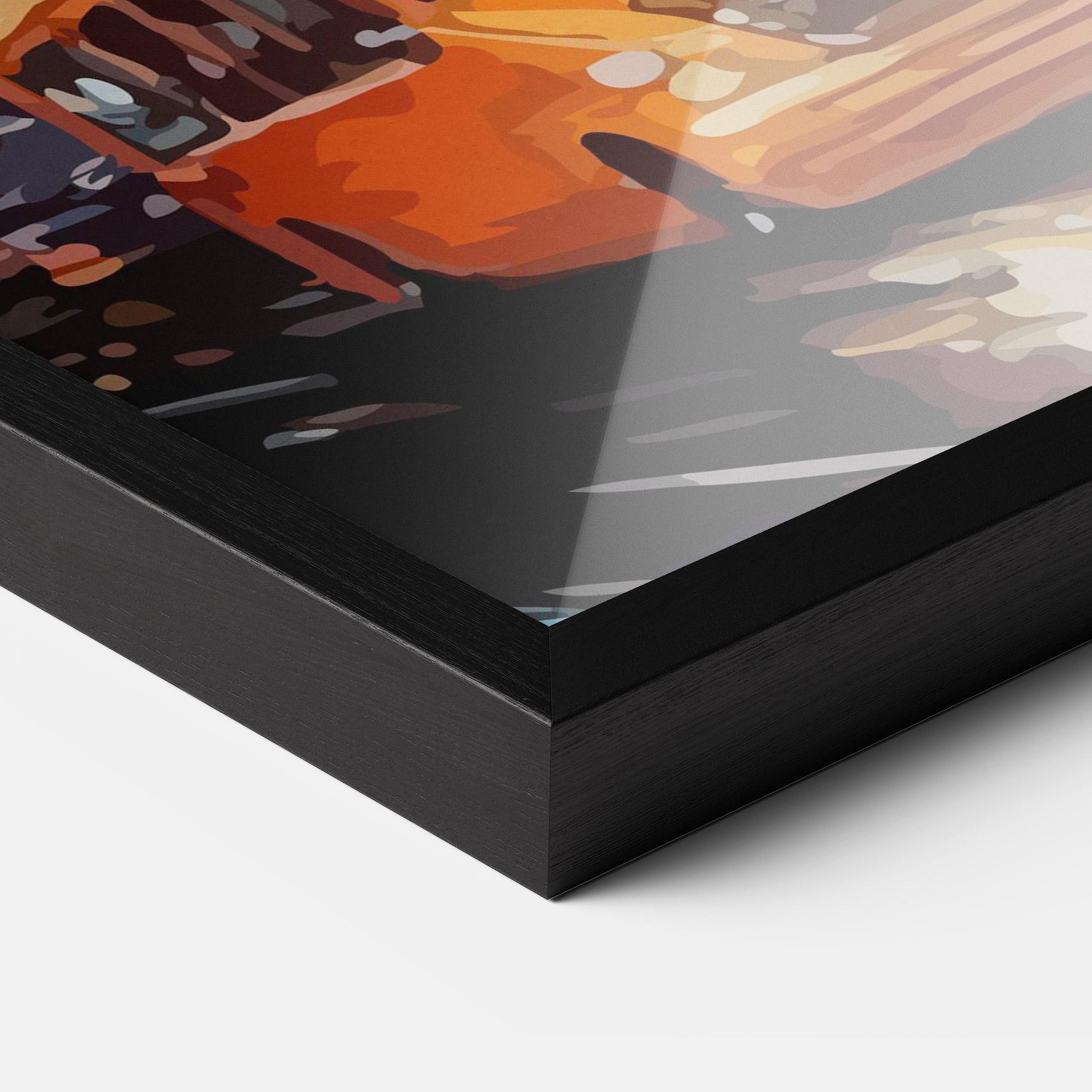 Gerahmte Poster Yellow Car City Art mockup 3