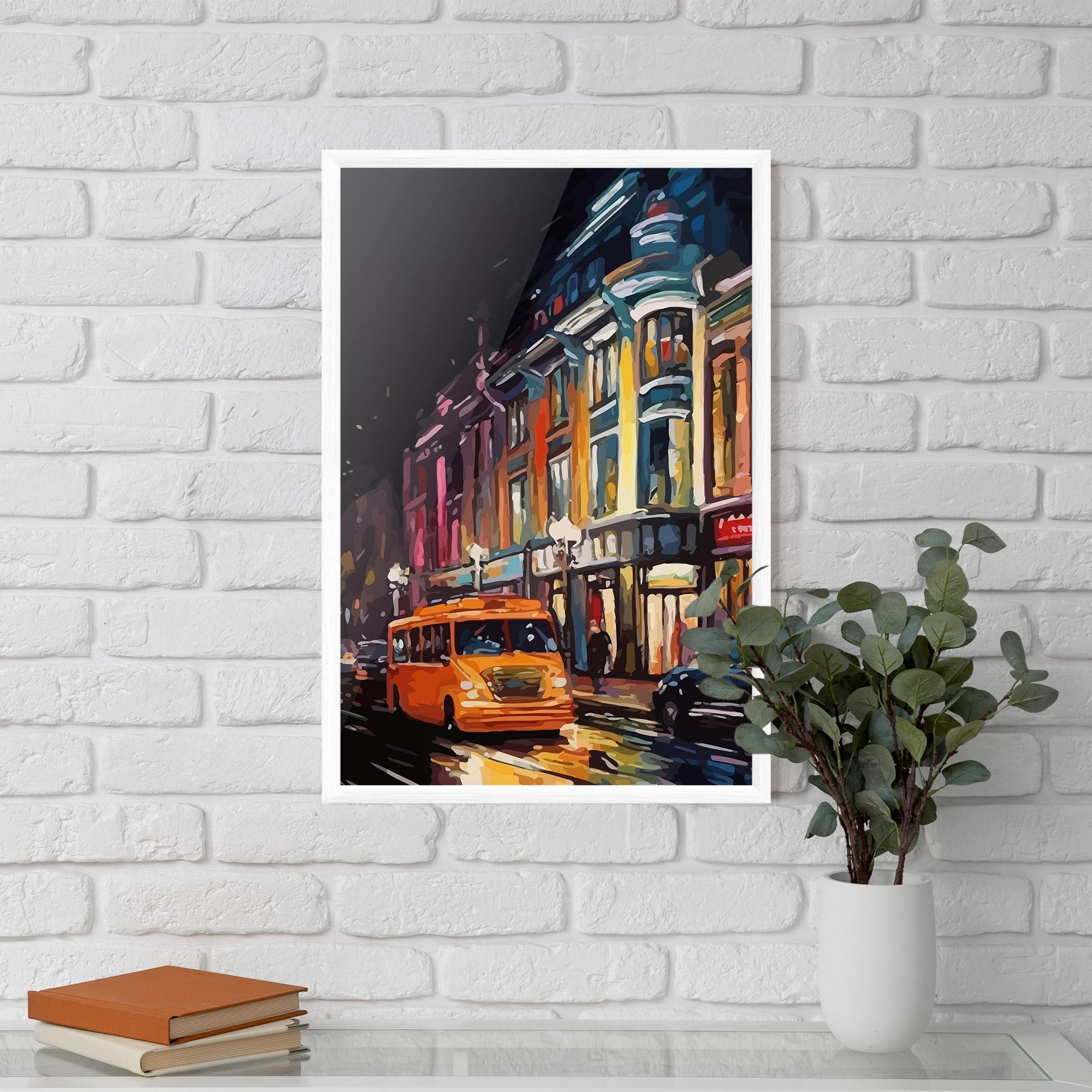 Gerahmte Poster Yellow Car City Art mockup 5