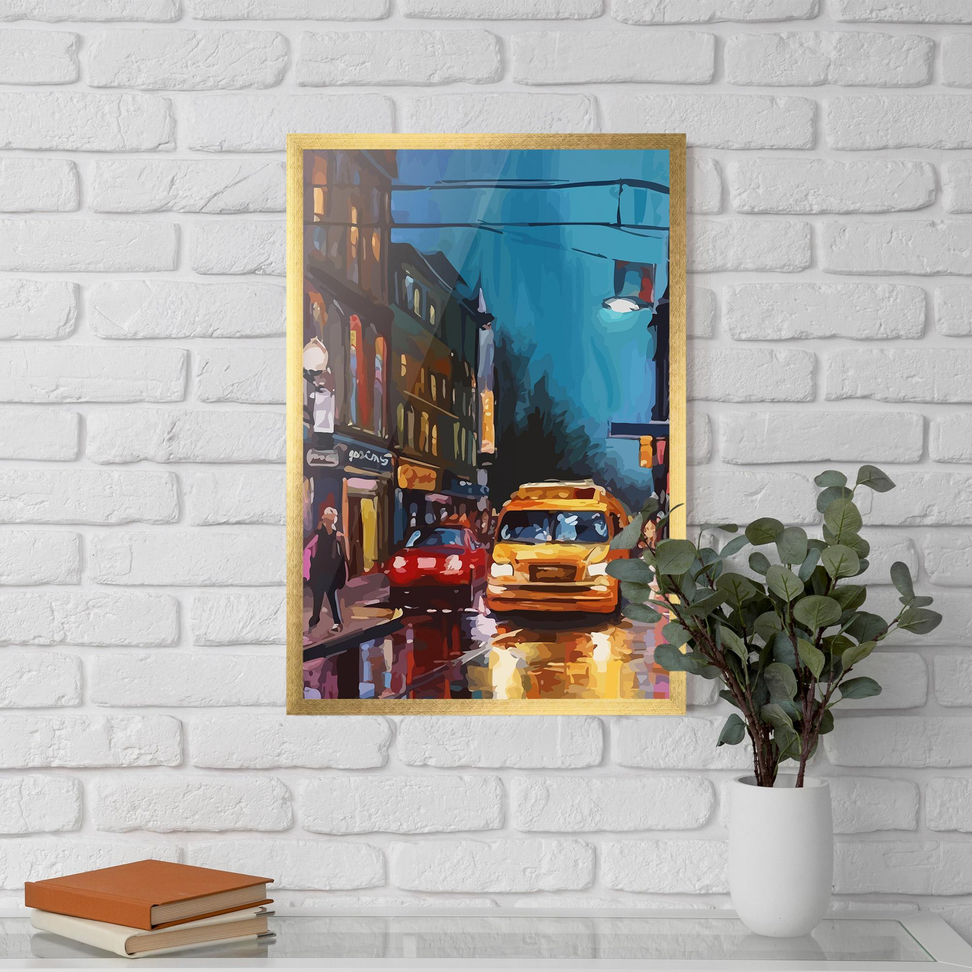 Gerahmte Poster Yellow Car City mockup 5