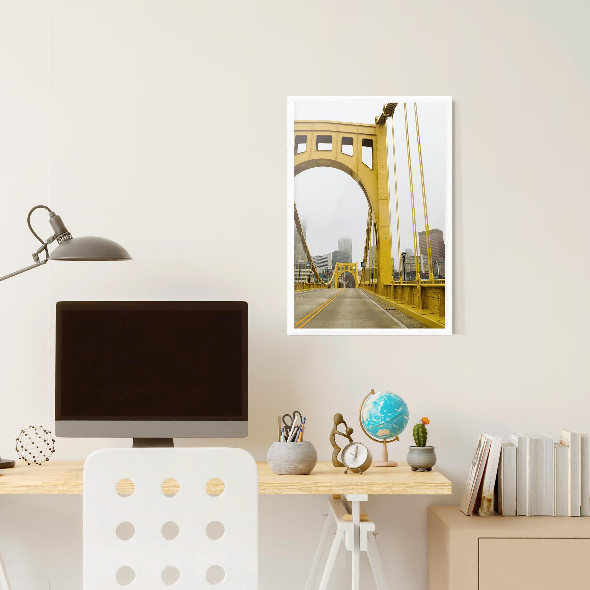 Gerahmte Poster Yellow Foggy Bridge mockup 6