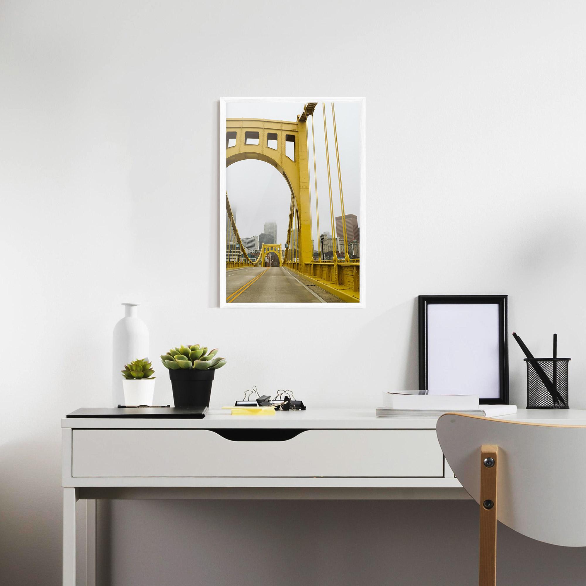 Gerahmte Poster Yellow Foggy Bridge mockup 7