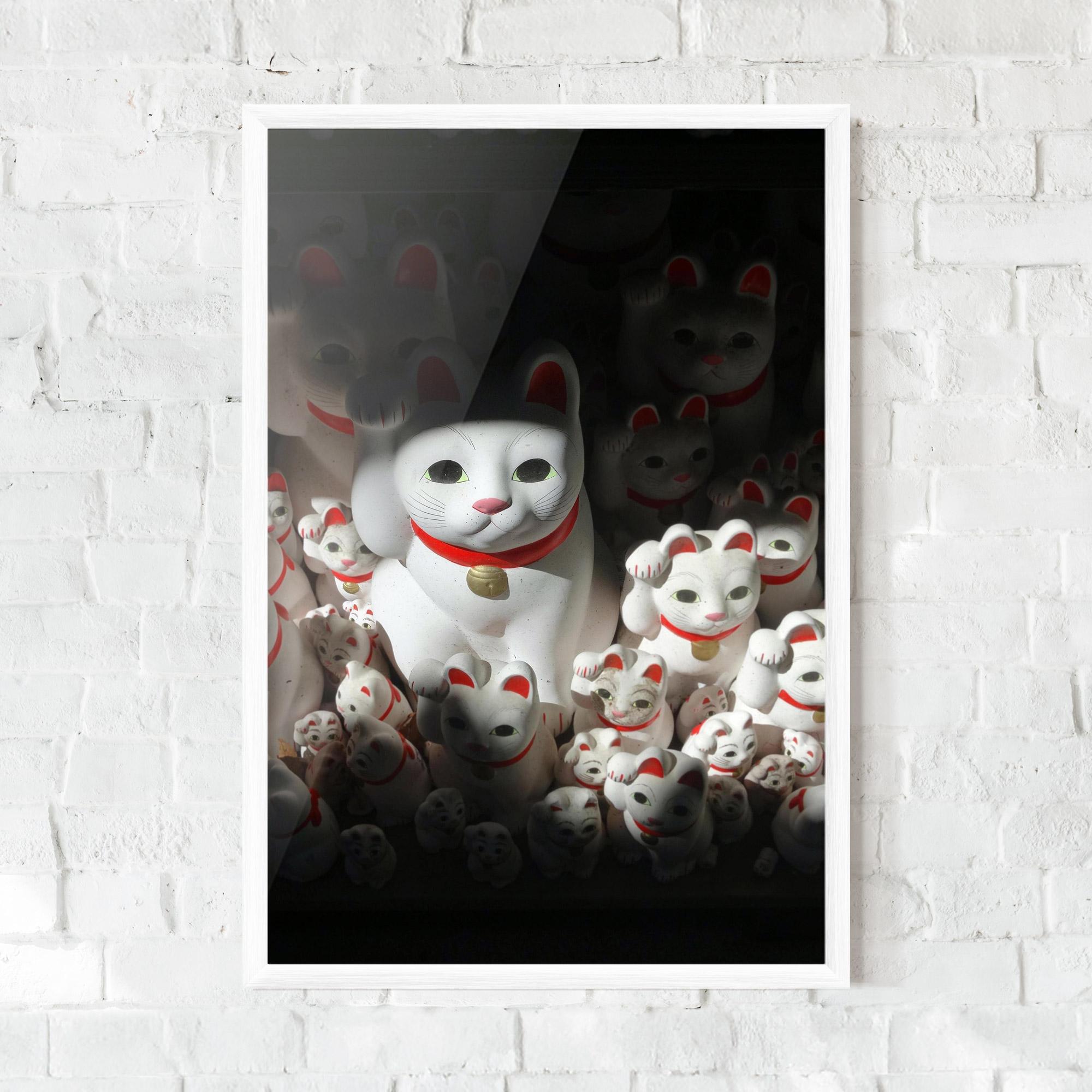 Gerahmte Poster White Lucky Cats mockup 0