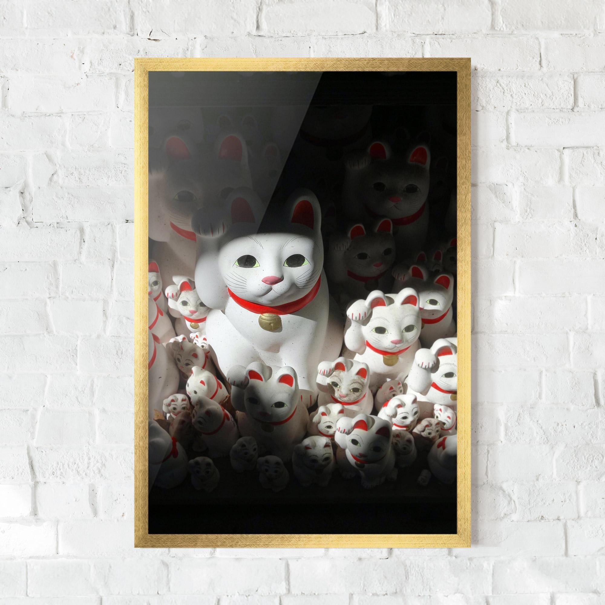 Gerahmte Poster White Lucky Cats mockup 0