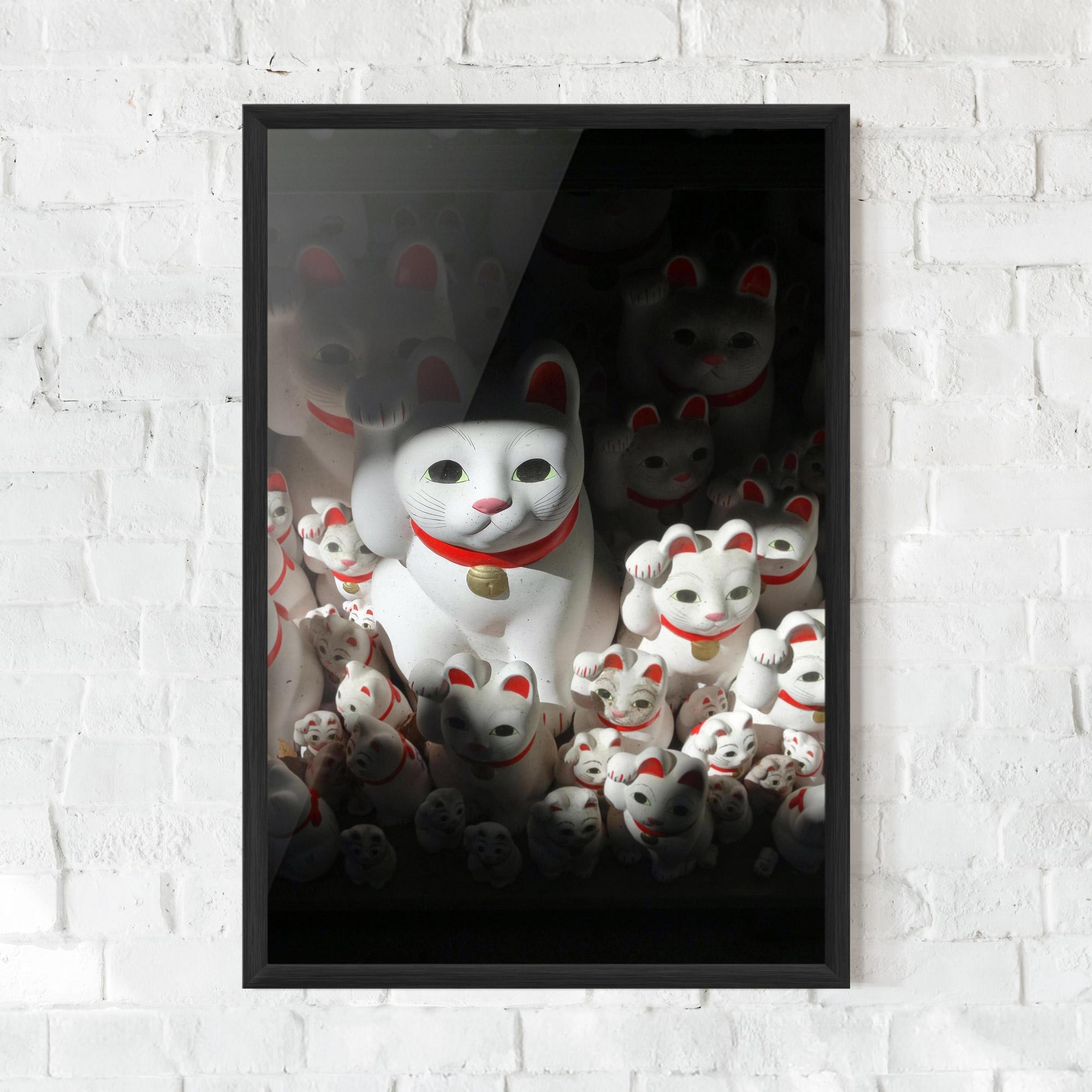 Gerahmte Poster White Lucky Cats mockup 0