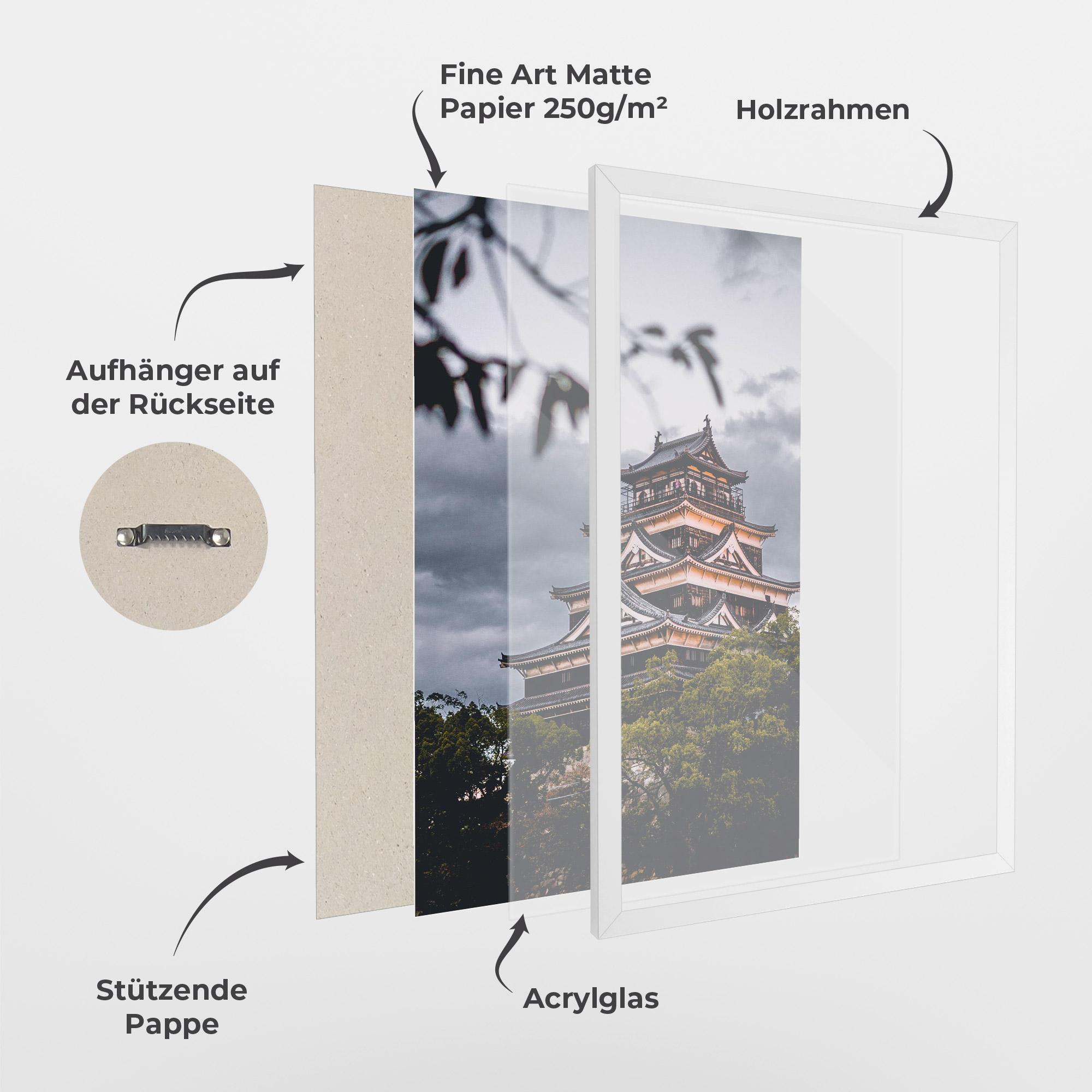 Gerahmte Poster Hiroshima Castle mockup 1