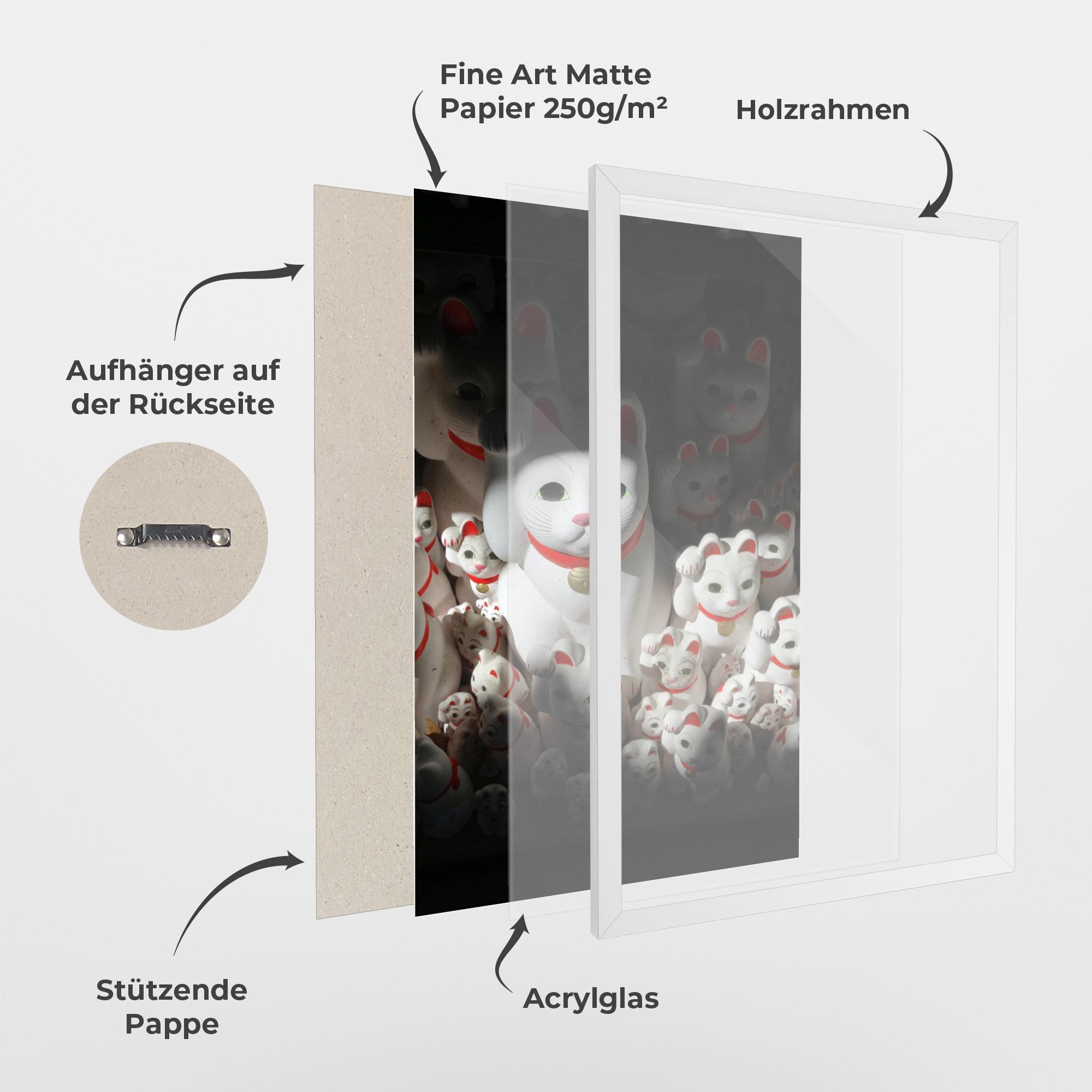 Gerahmte Poster White Lucky Cats mockup 1