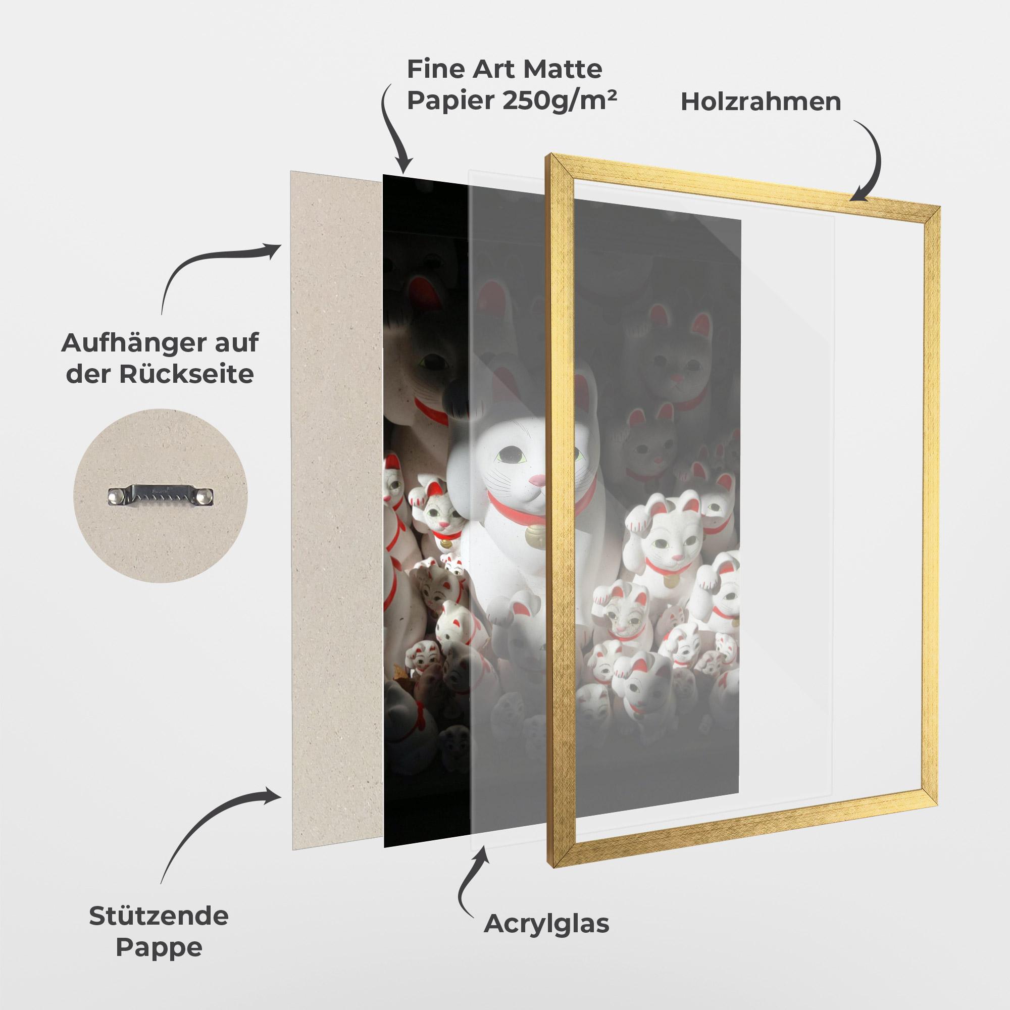 Gerahmte Poster White Lucky Cats mockup 1