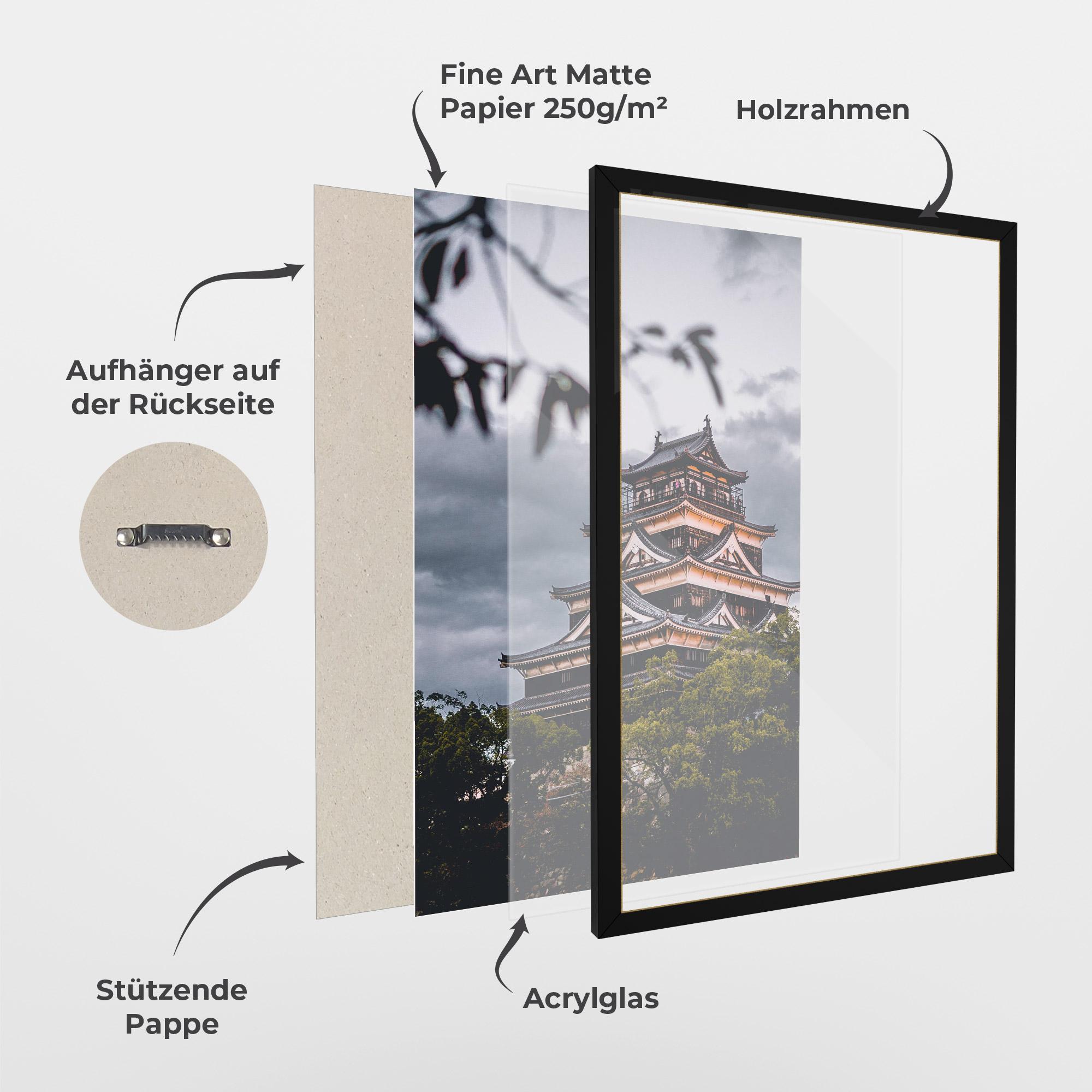 Gerahmte Poster Hiroshima Castle mockup 1