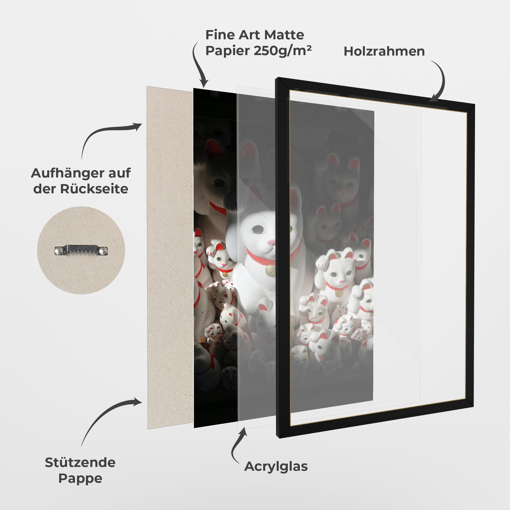 Gerahmte Poster White Lucky Cats mockup 1