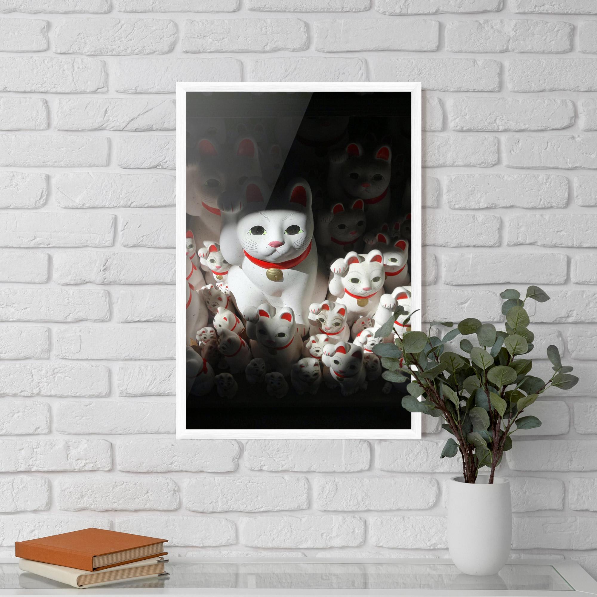 Gerahmte Poster White Lucky Cats mockup 5