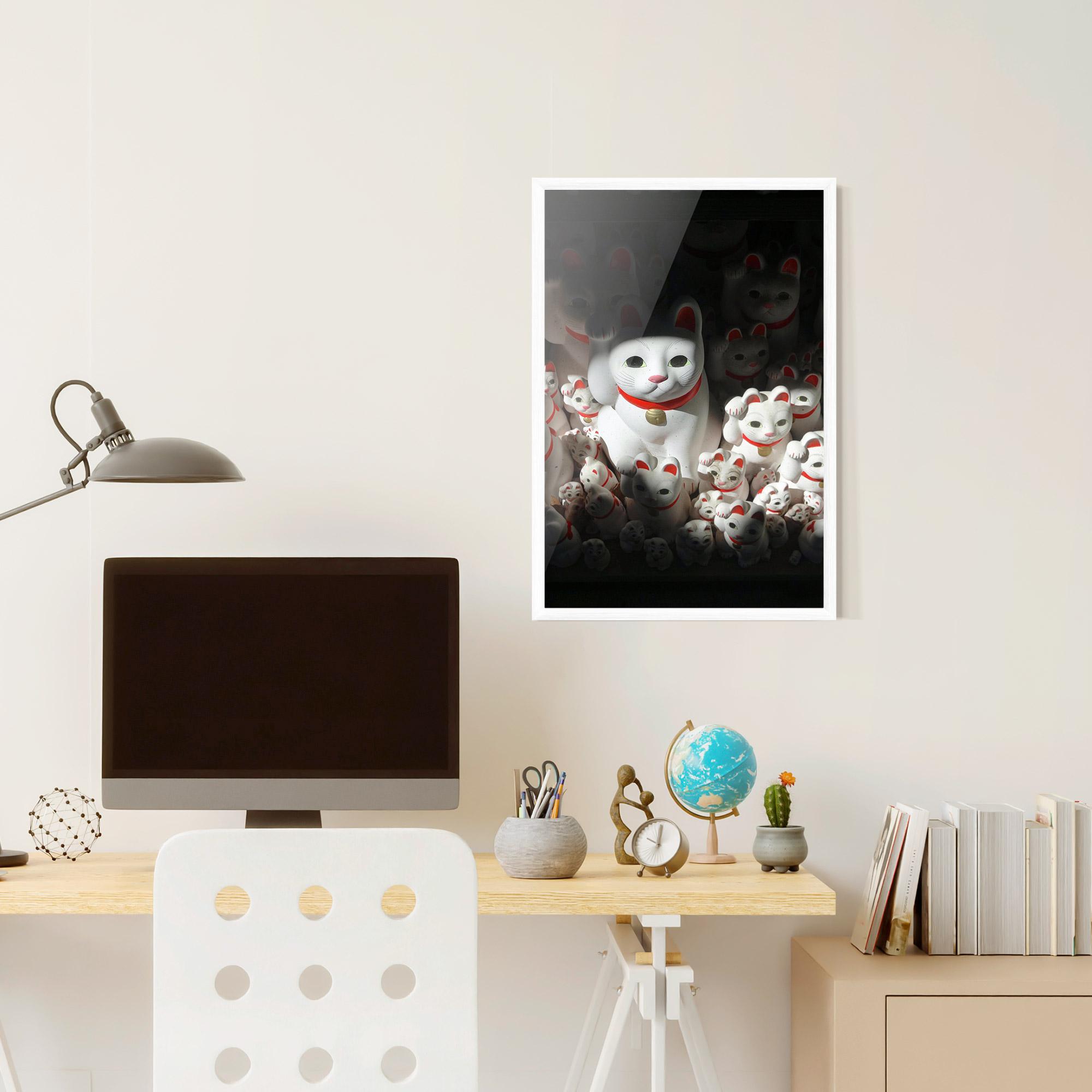 Gerahmte Poster White Lucky Cats mockup 6